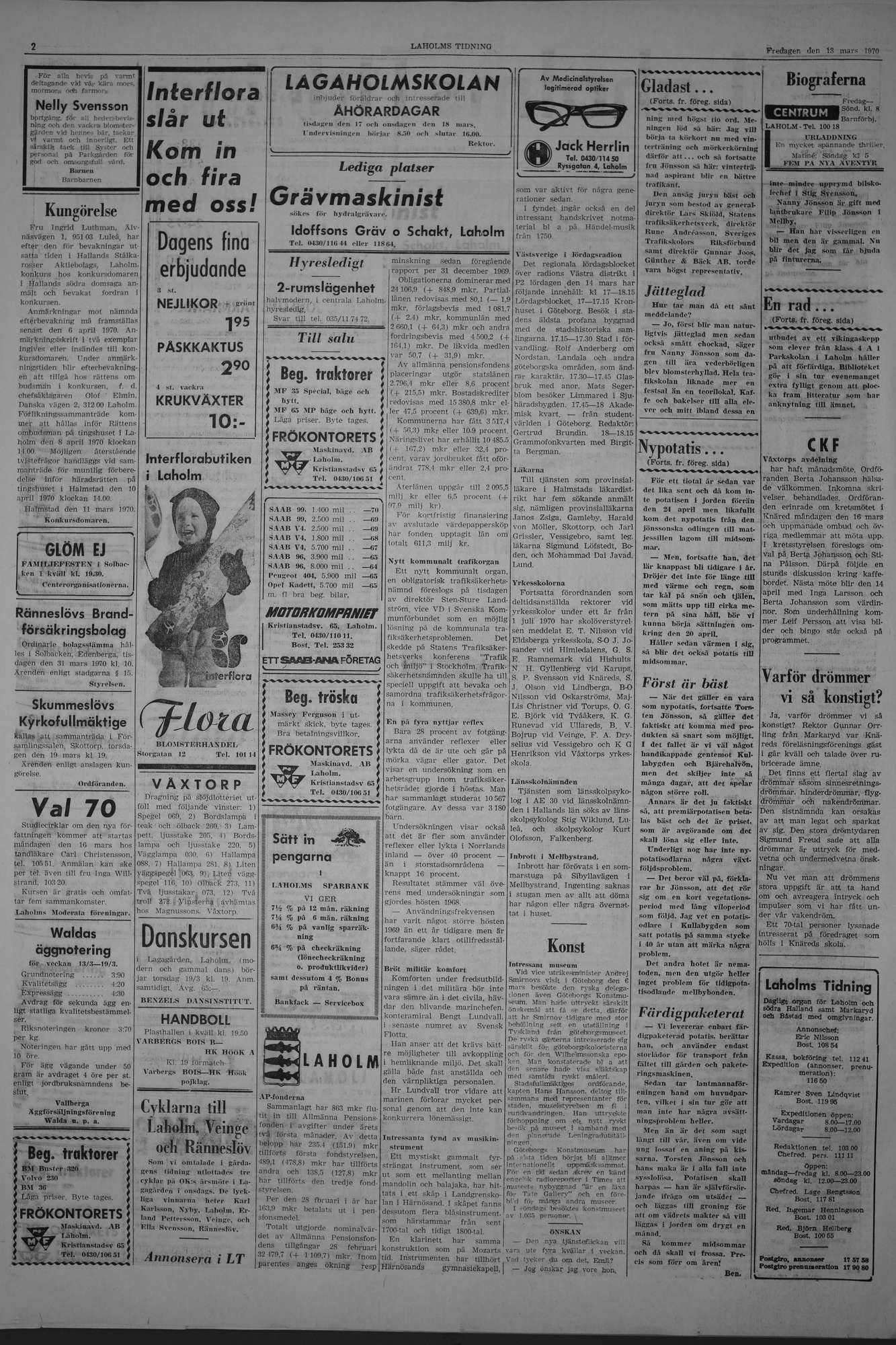 Laholms Tidning Fredag 13 mars 1970, sida 2