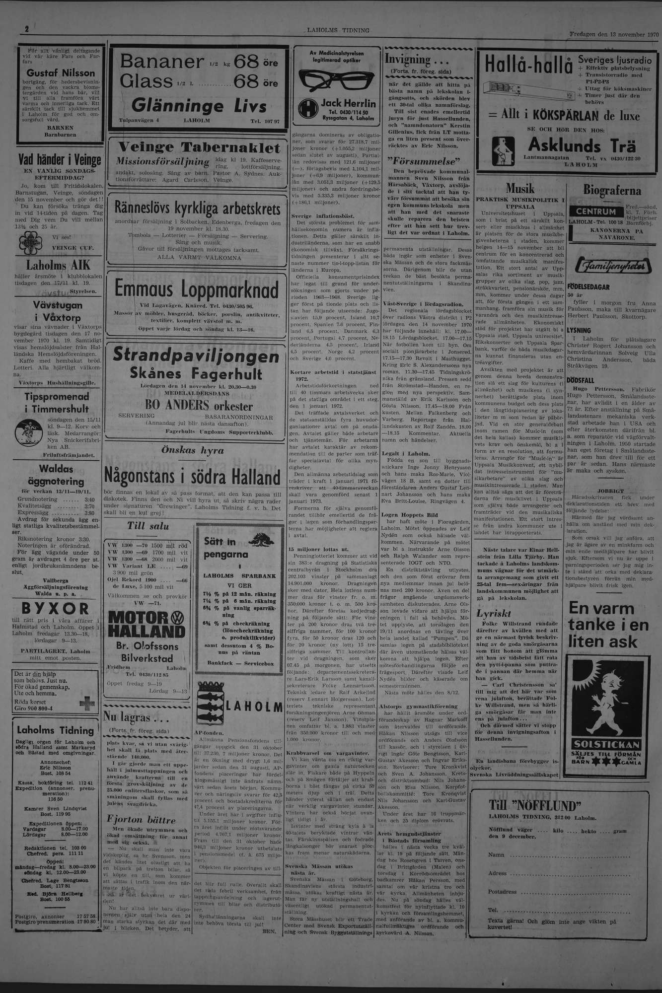 Laholms Tidning Fredag 13 november 1970, sida 2