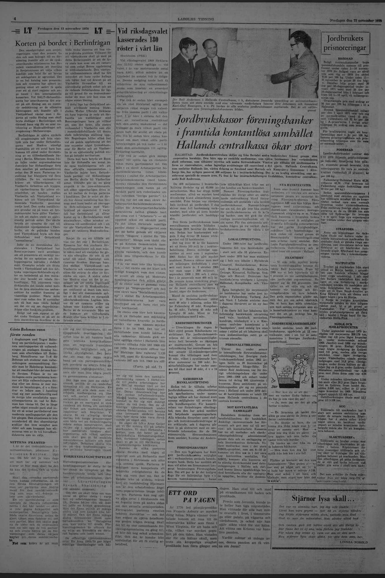 Laholms Tidning Fredag 13 november 1970, sida 4