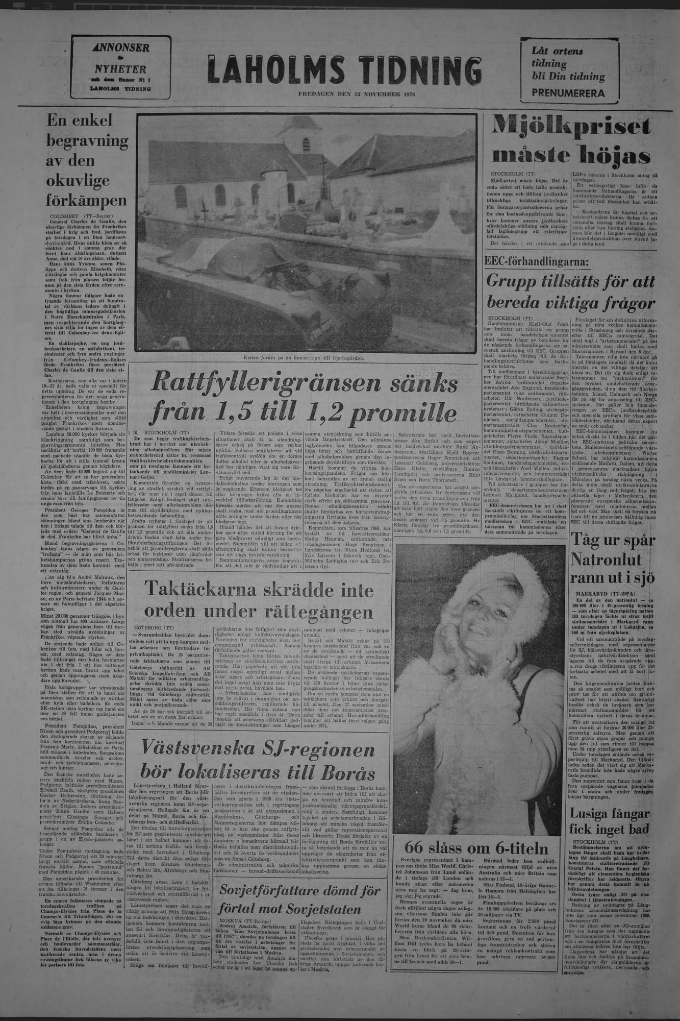 Laholms Tidning Fredag 13 november 1970, sida 8