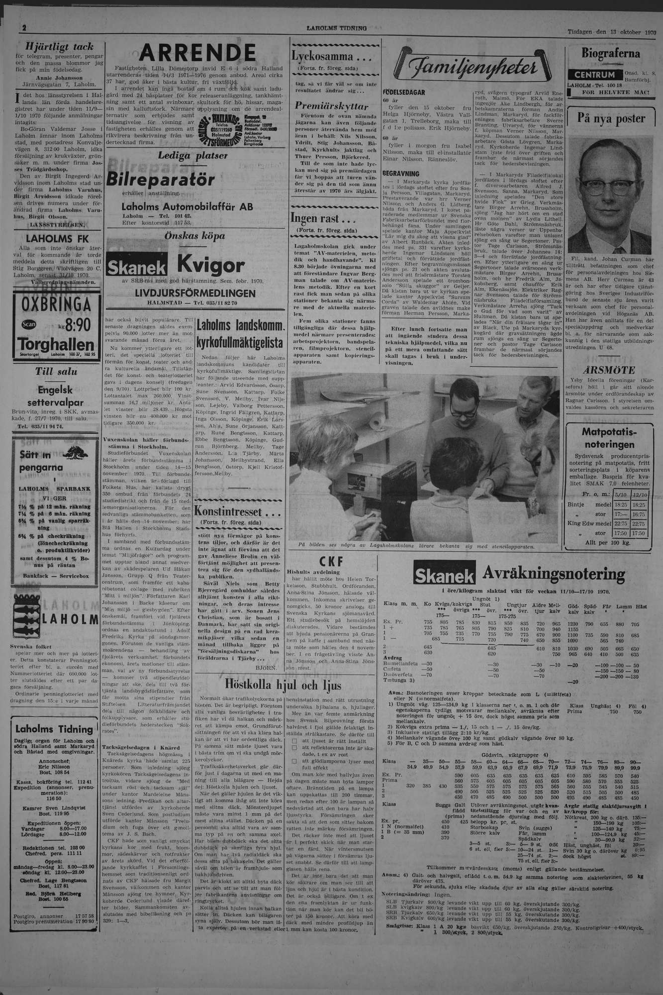 Laholms Tidning Tisdag 13 oktober 1970, sida 2
