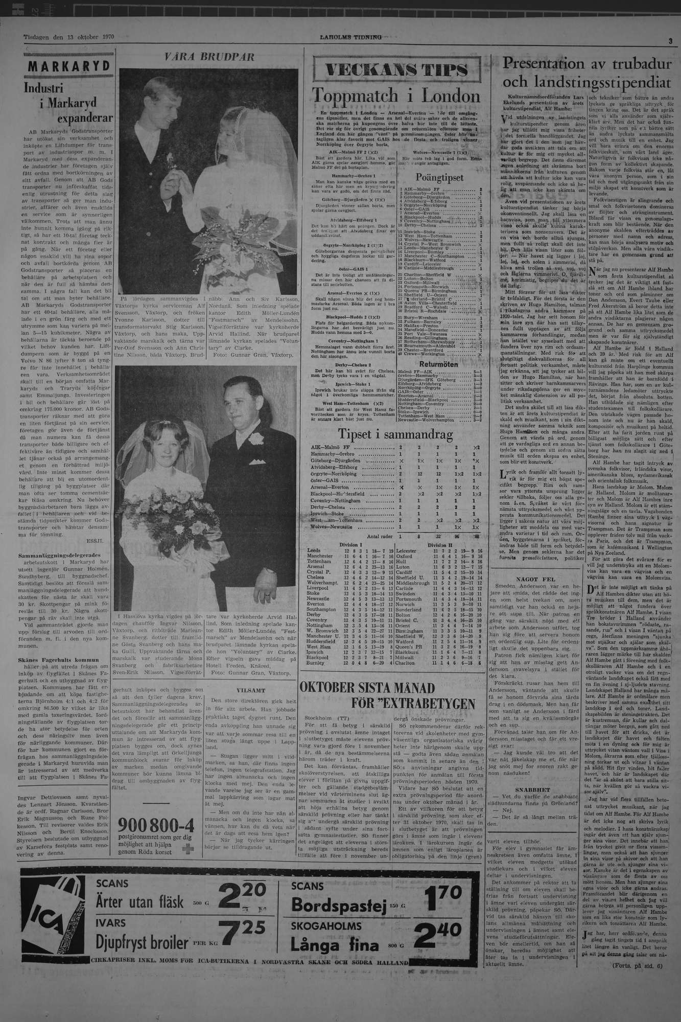 Laholms Tidning Tisdag 13 oktober 1970, sida 3