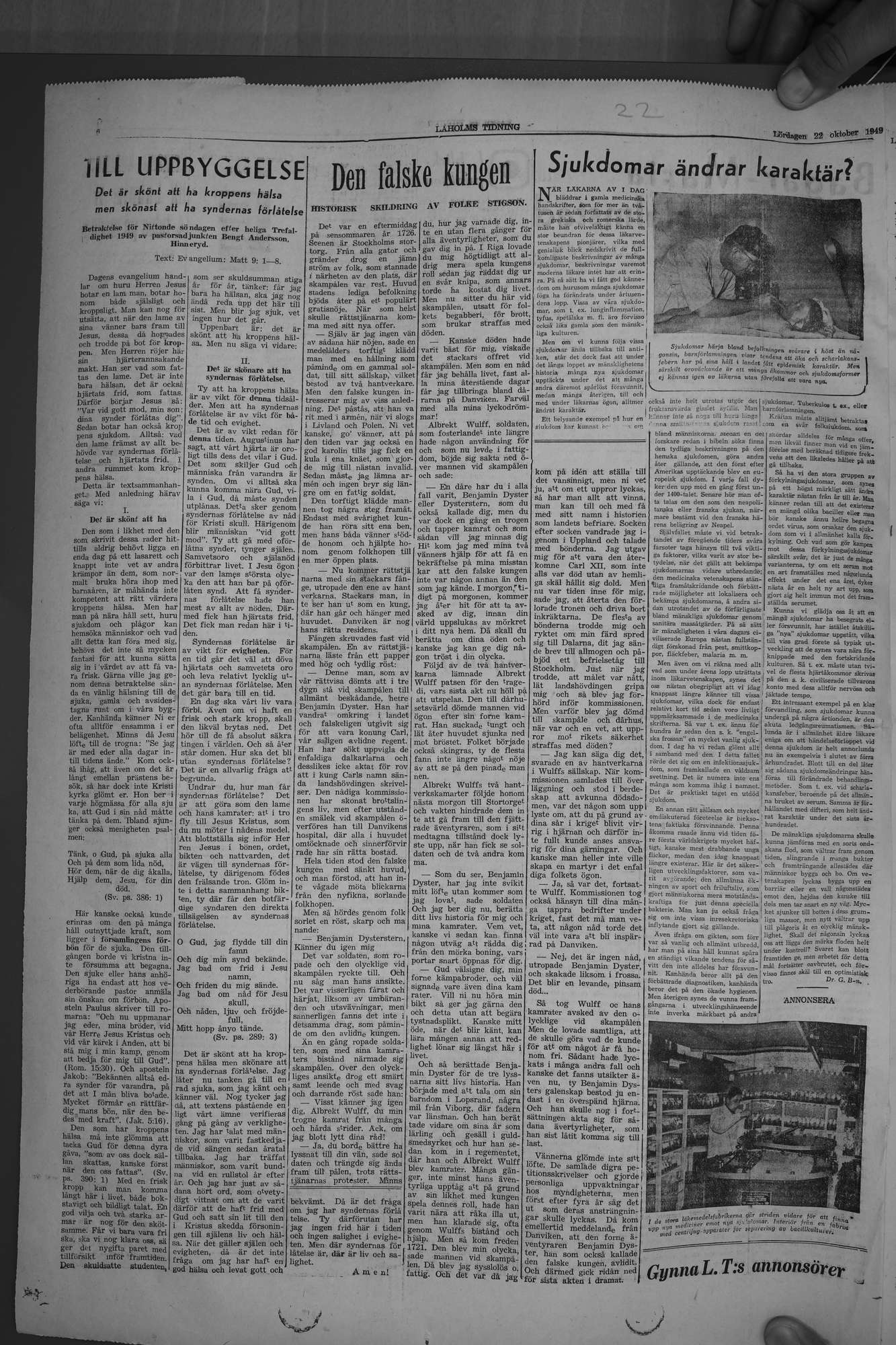 Laholms Tidning Lördag 22 oktober 1949, sida 6