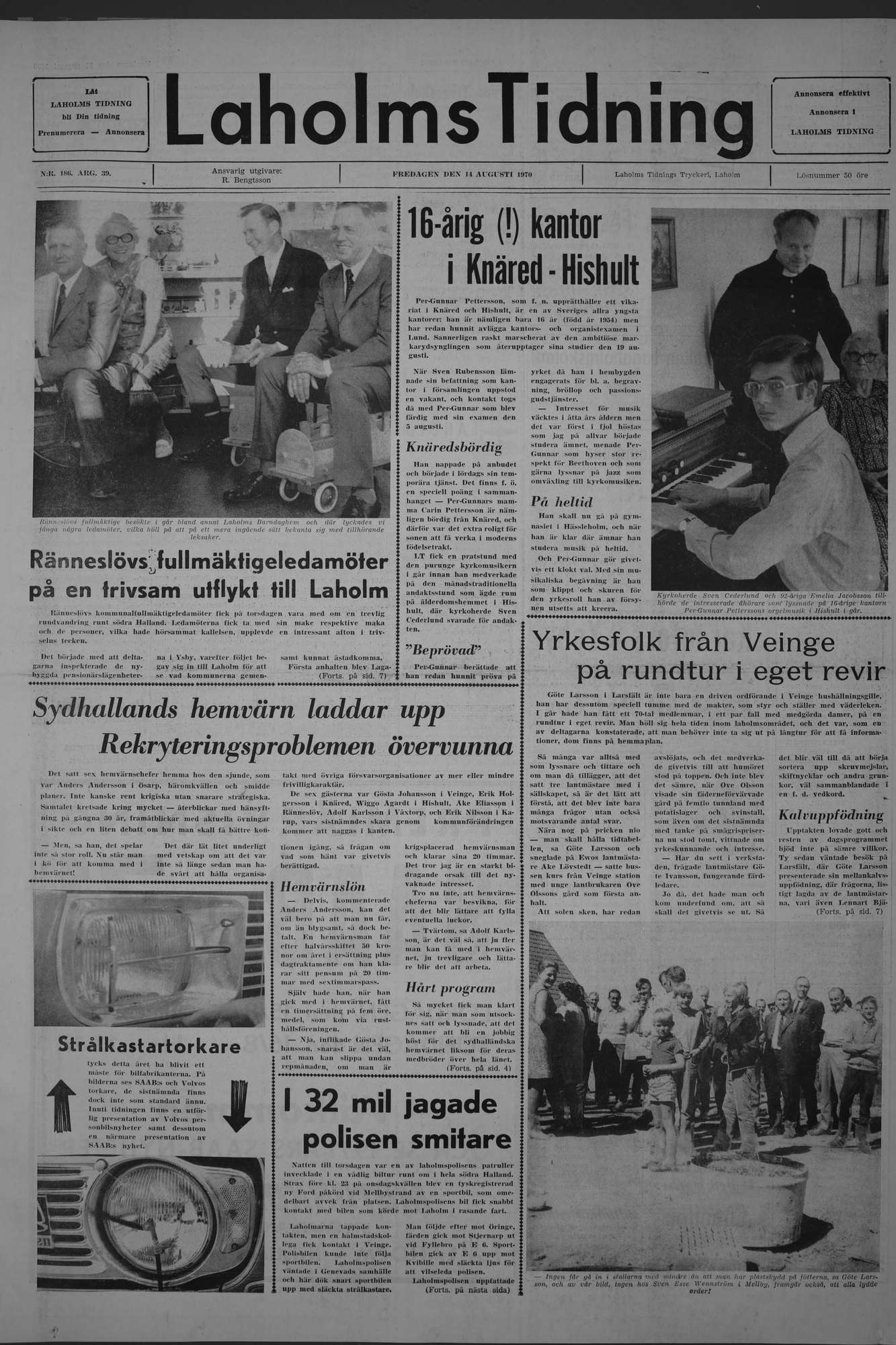 Laholms Tidning Fredag 14 augusti 1970, sida 1
