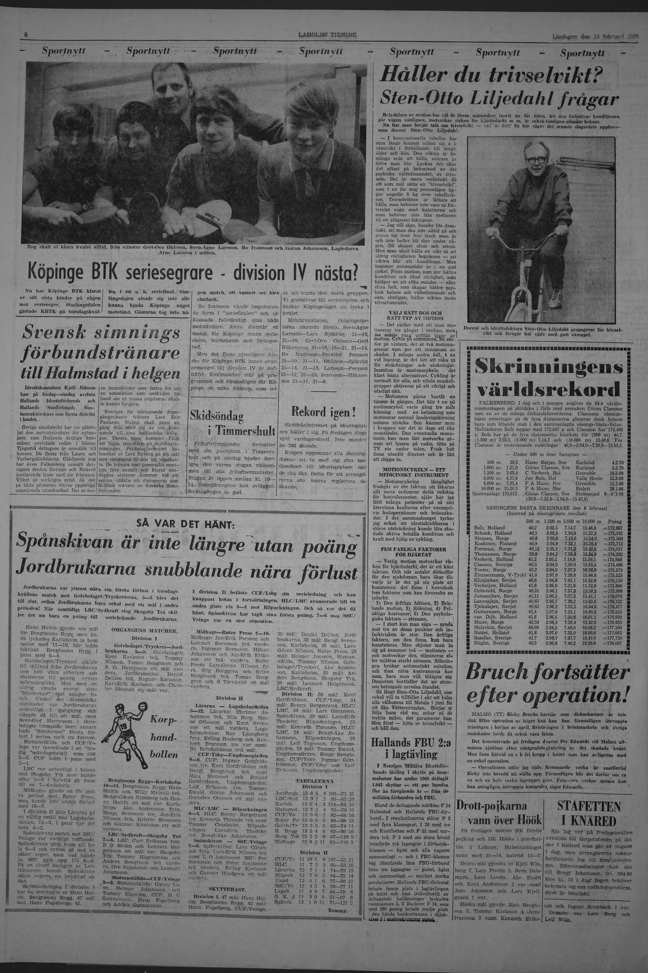 Laholms Tidning Lördag 14 februari 1970, sida 6