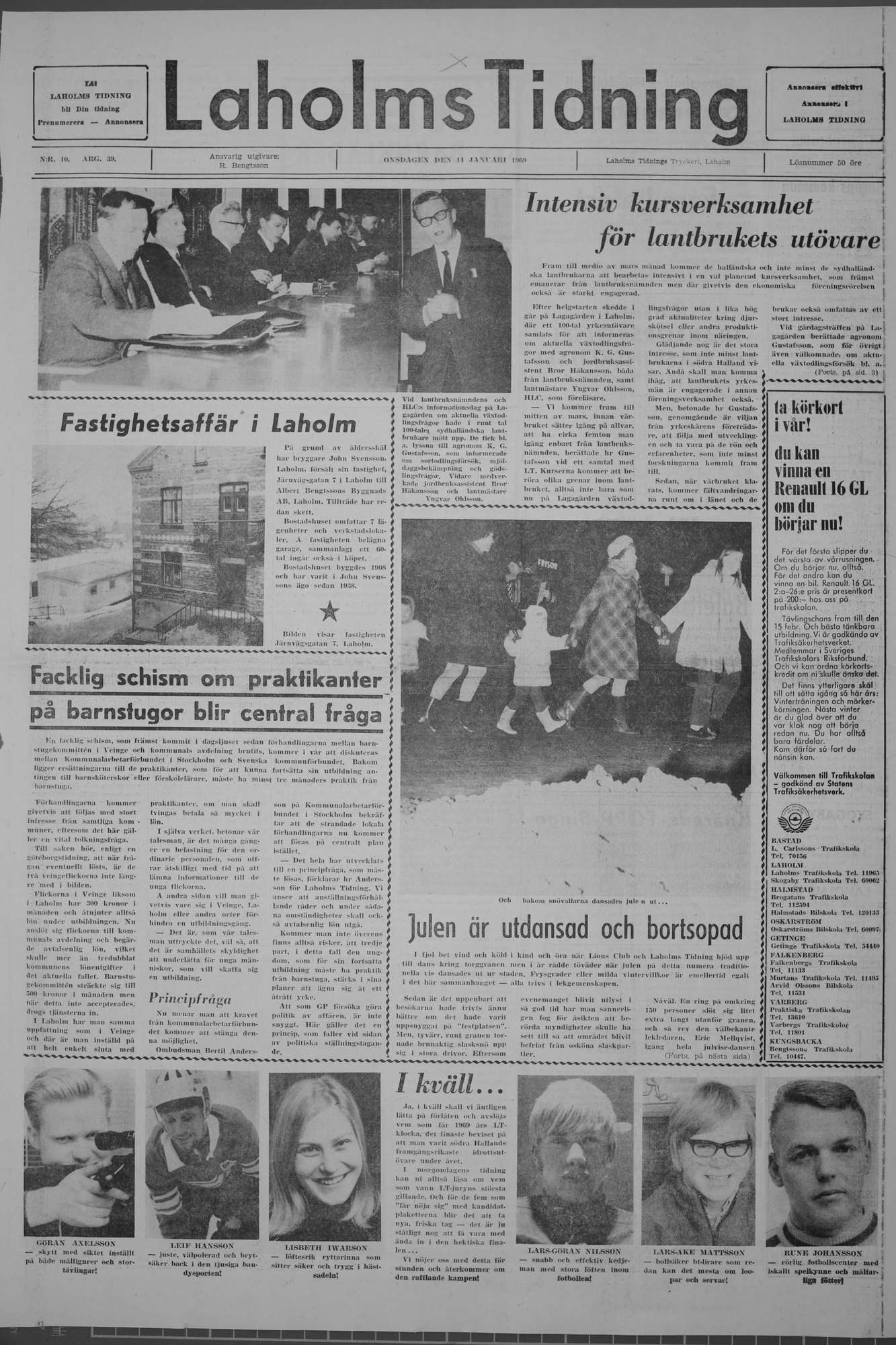 Laholms Tidning Onsdag 14 januari 1970, sida 1