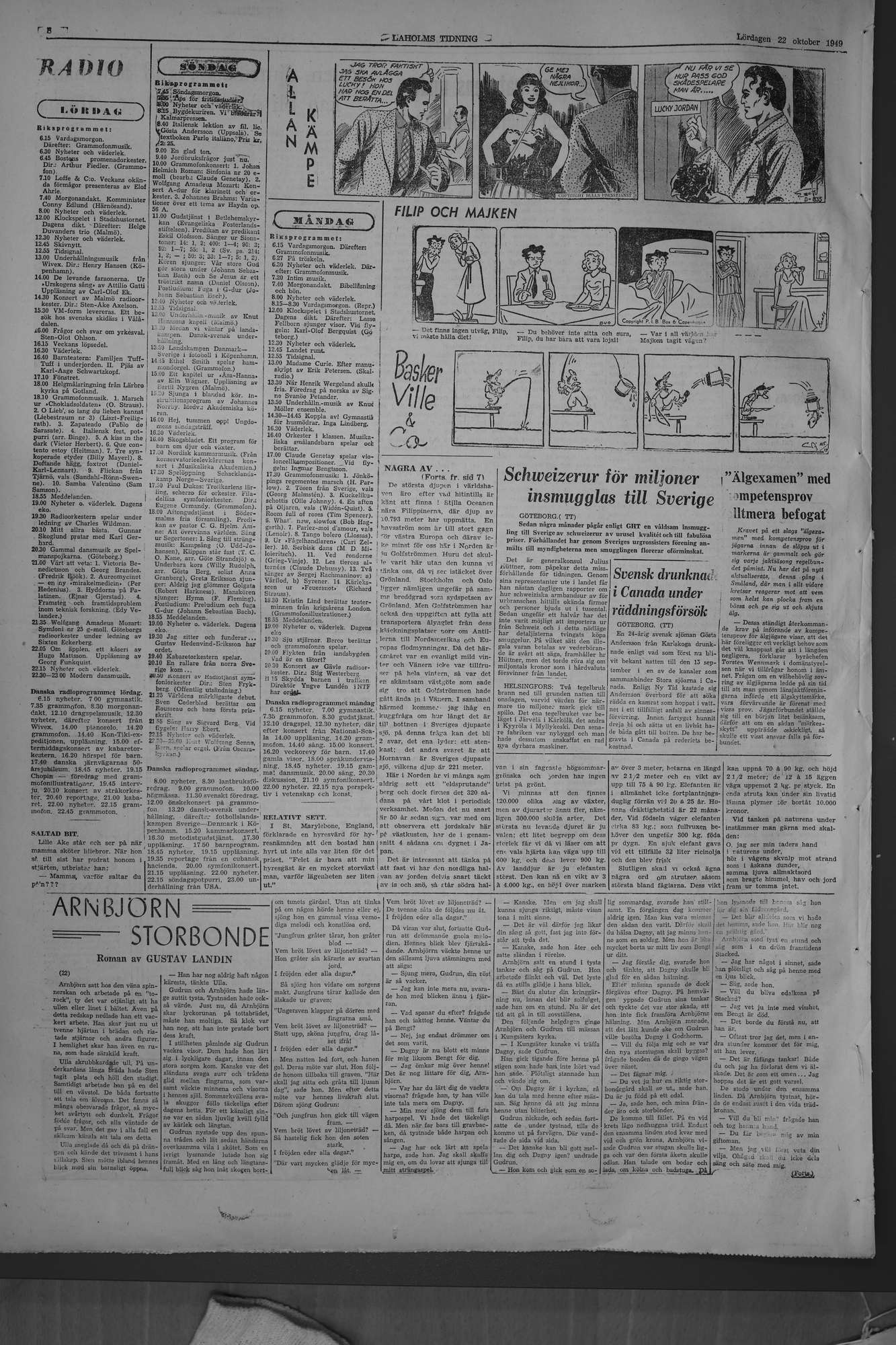 Laholms Tidning Lördag 22 oktober 1949, sida 8