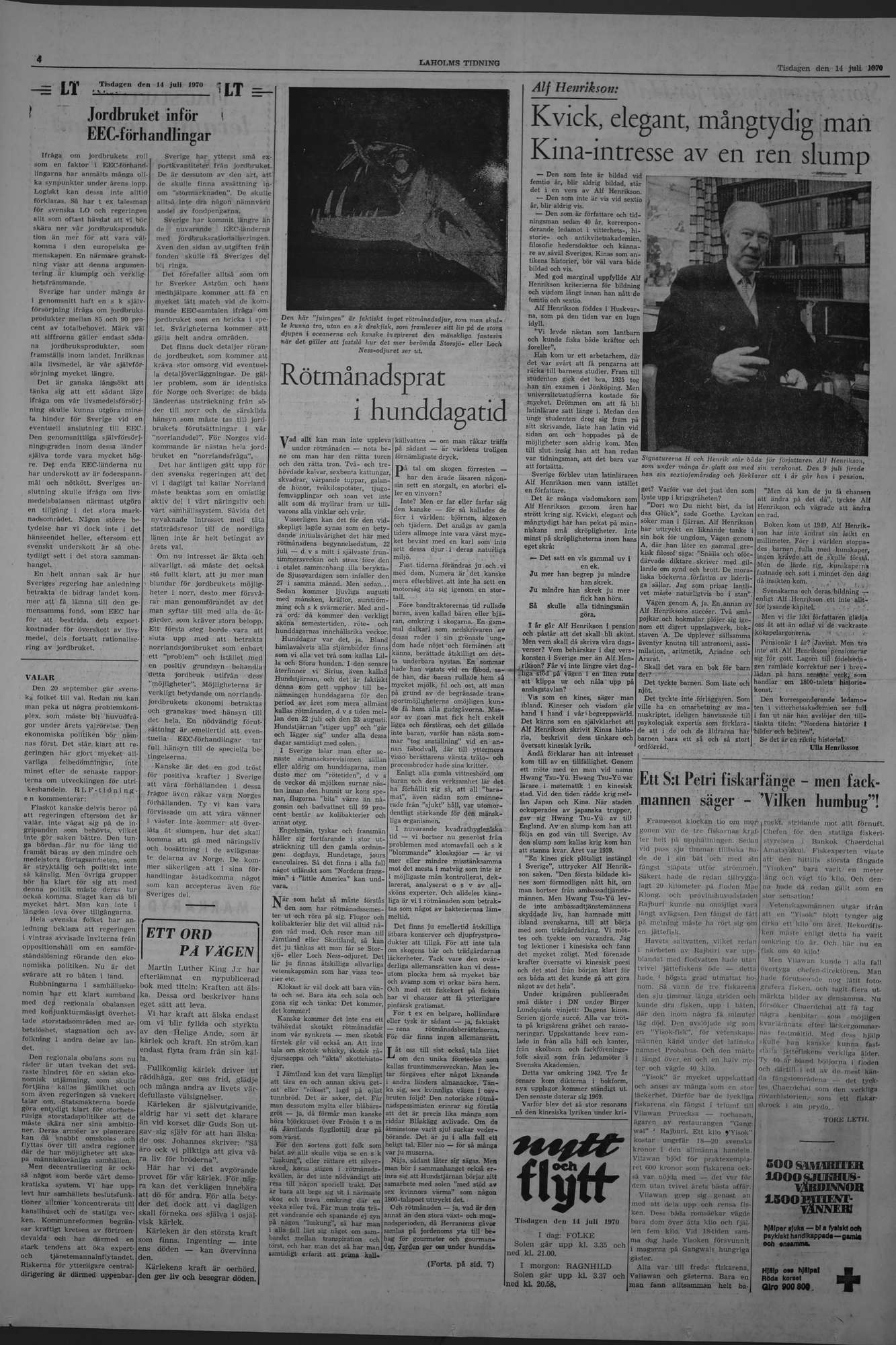 Laholms Tidning Tisdag 14 juli 1970, sida 4