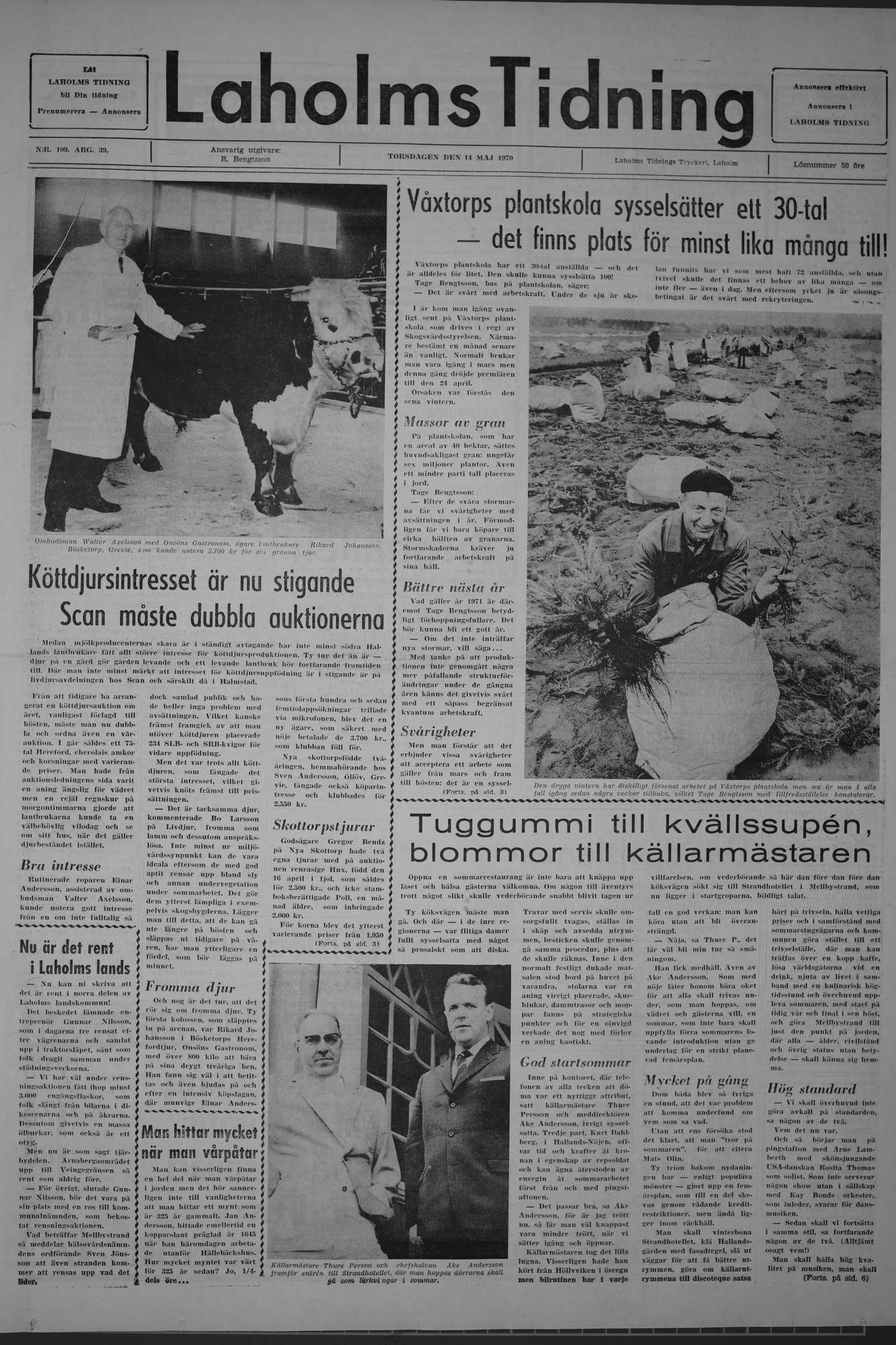 Laholms Tidning Torsdag 14 maj 1970, sida 1