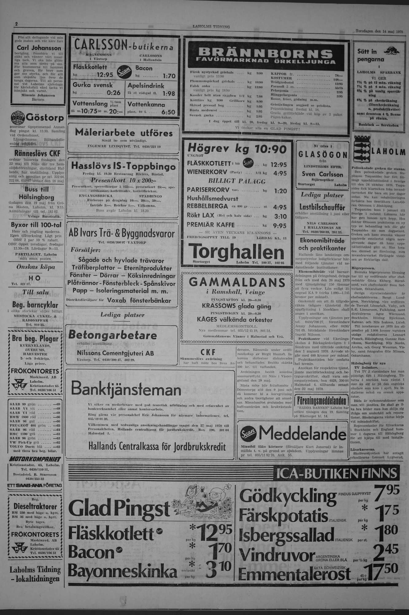 Laholms Tidning Torsdag 14 maj 1970, sida 2