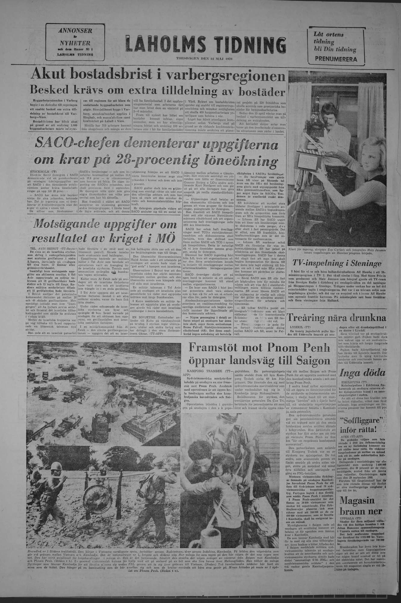 Laholms Tidning Torsdag 14 maj 1970, sida 8