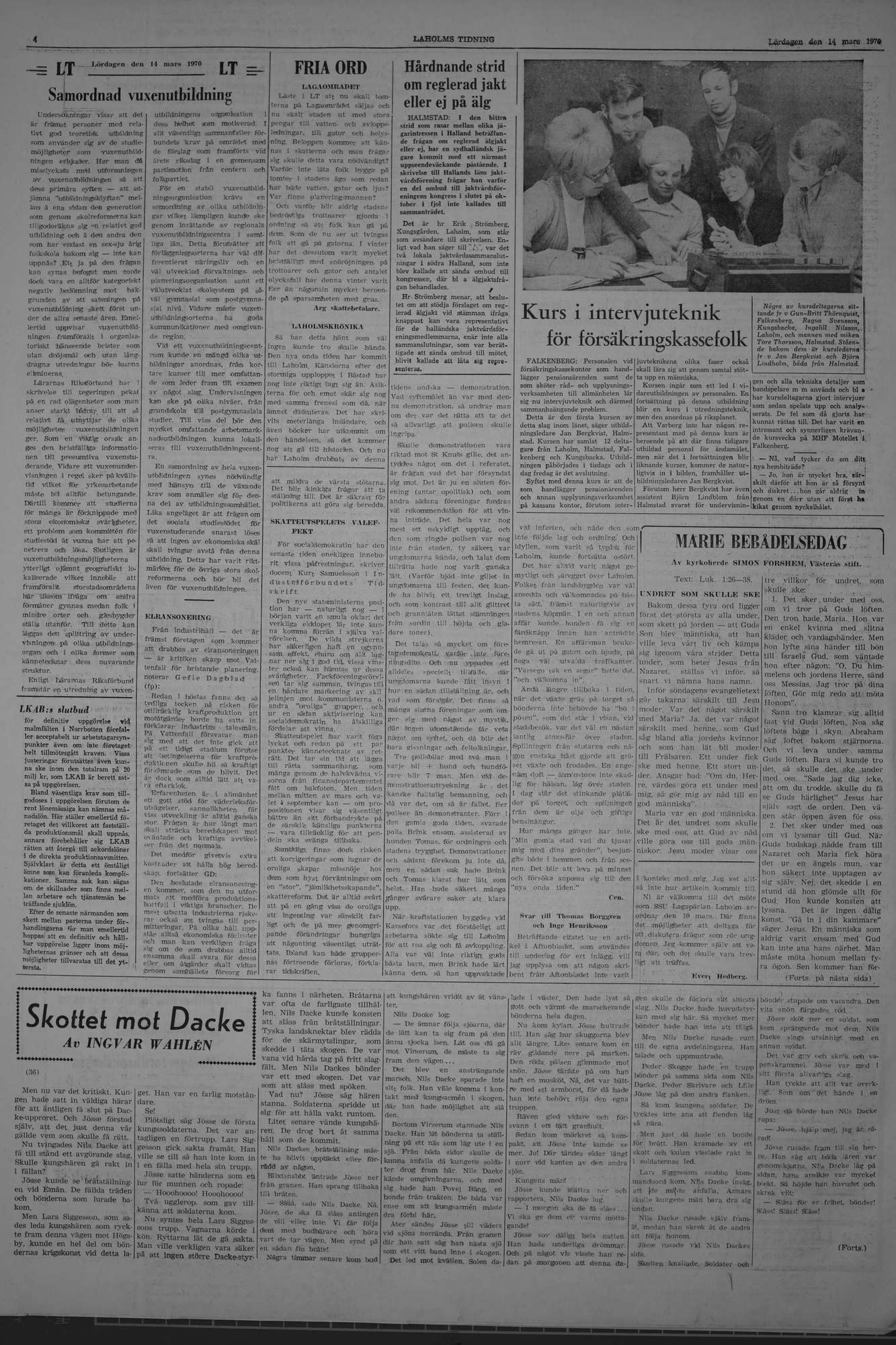 Laholms Tidning Lördag 14 mars 1970, sida 4