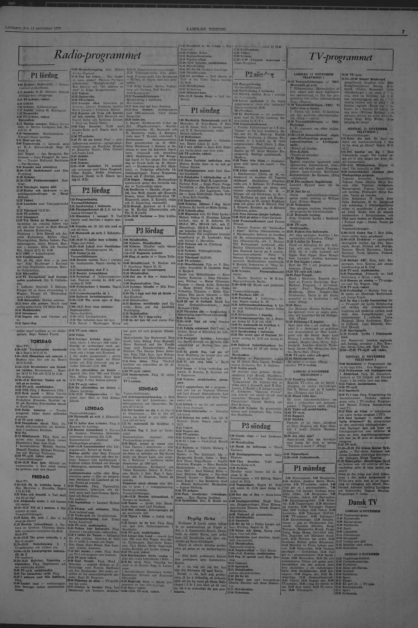 Laholms Tidning Lördag 14 november 1970, sida 7