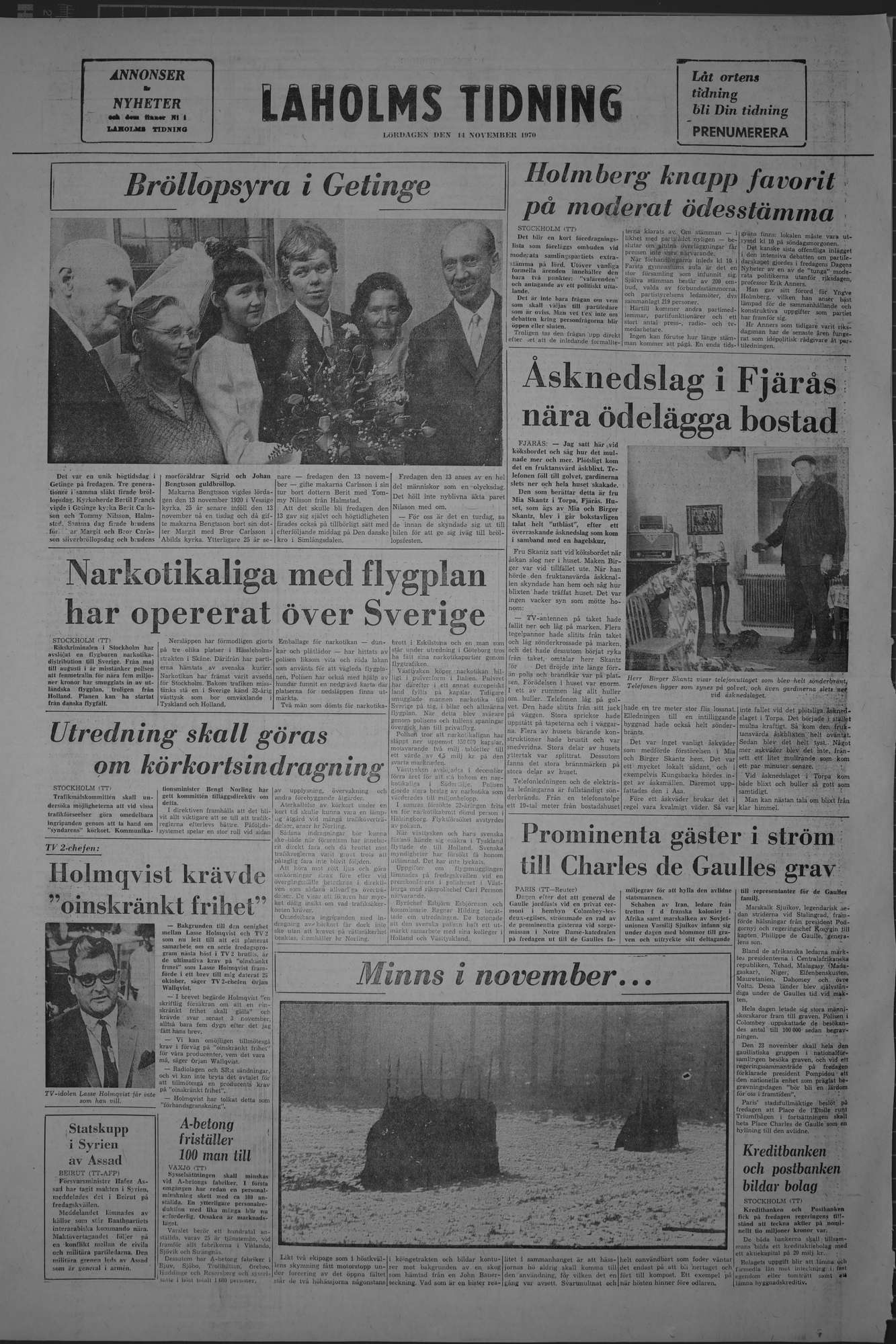 Laholms Tidning Lördag 14 november 1970, sida 8