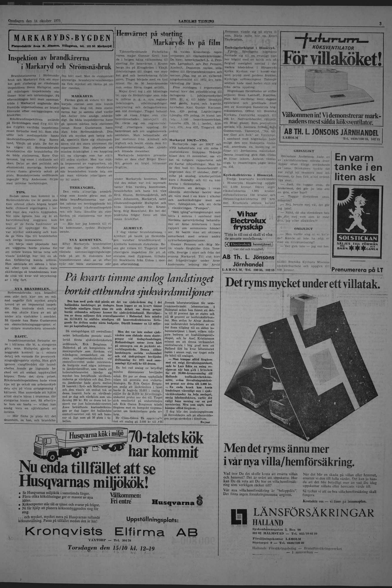 Laholms Tidning Onsdag 14 oktober 1970, sida 3