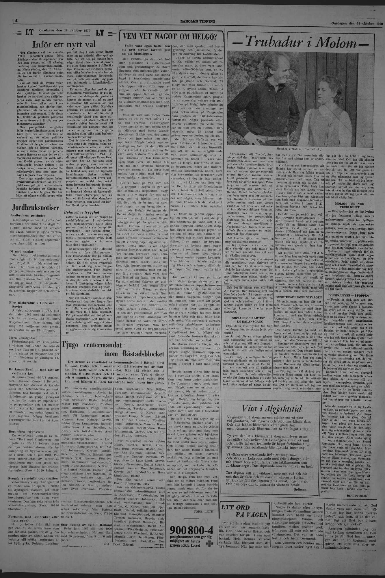 Laholms Tidning Onsdag 14 oktober 1970, sida 4