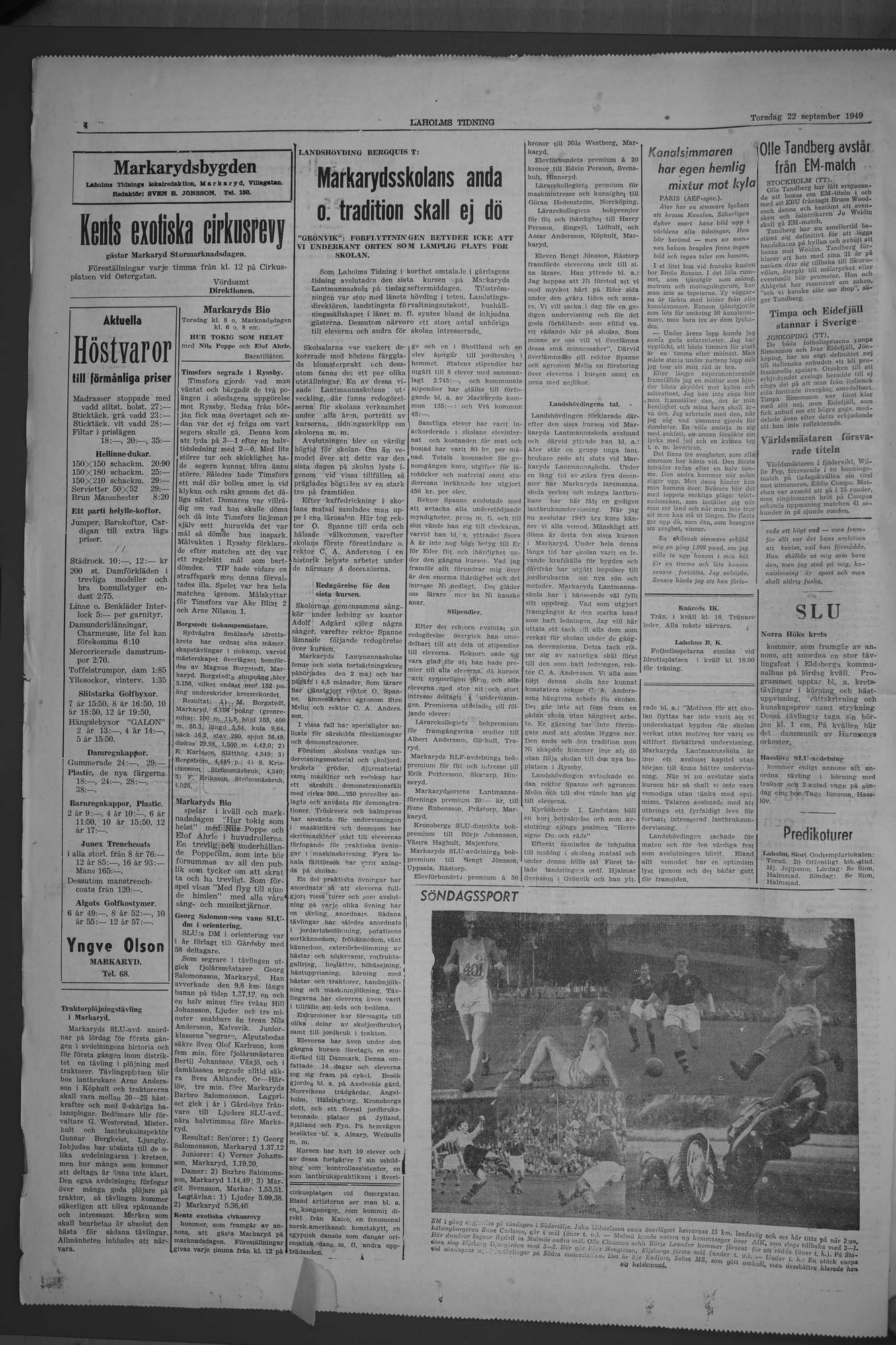 Laholms Tidning Torsdag 22 september 1949, sida 4