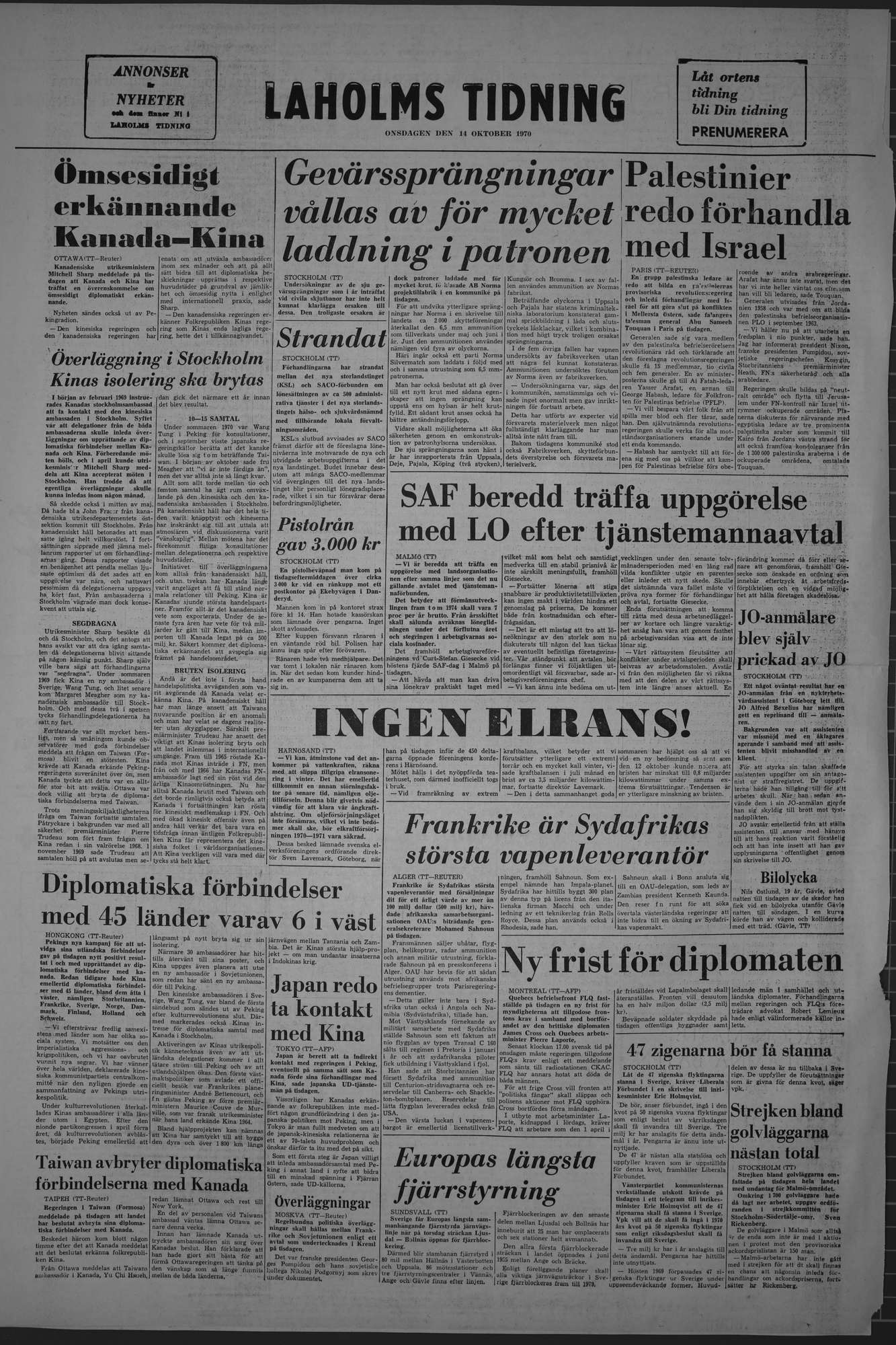 Laholms Tidning Onsdag 14 oktober 1970, sida 8