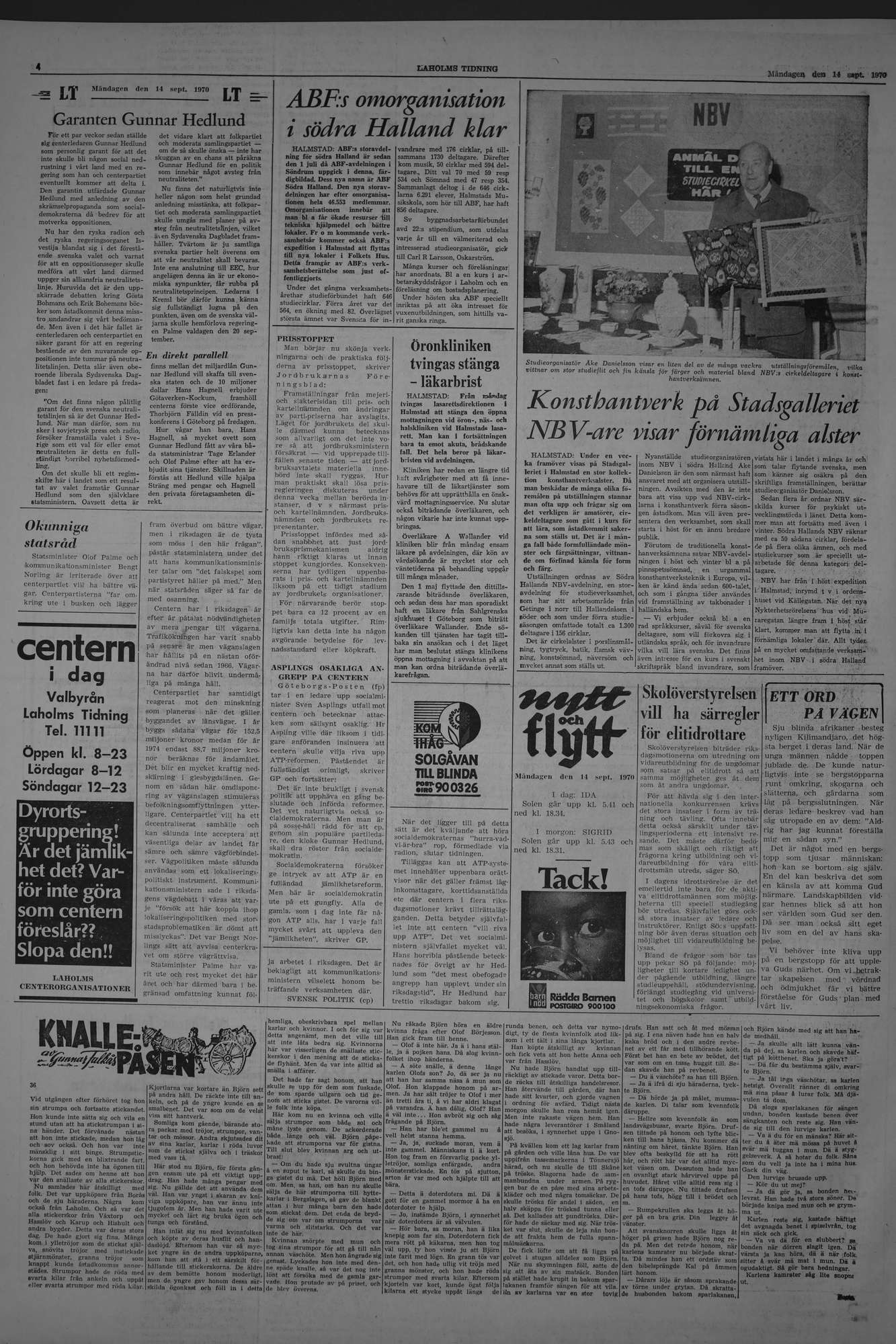 Laholms Tidning Måndag 14 september 1970, sida 4