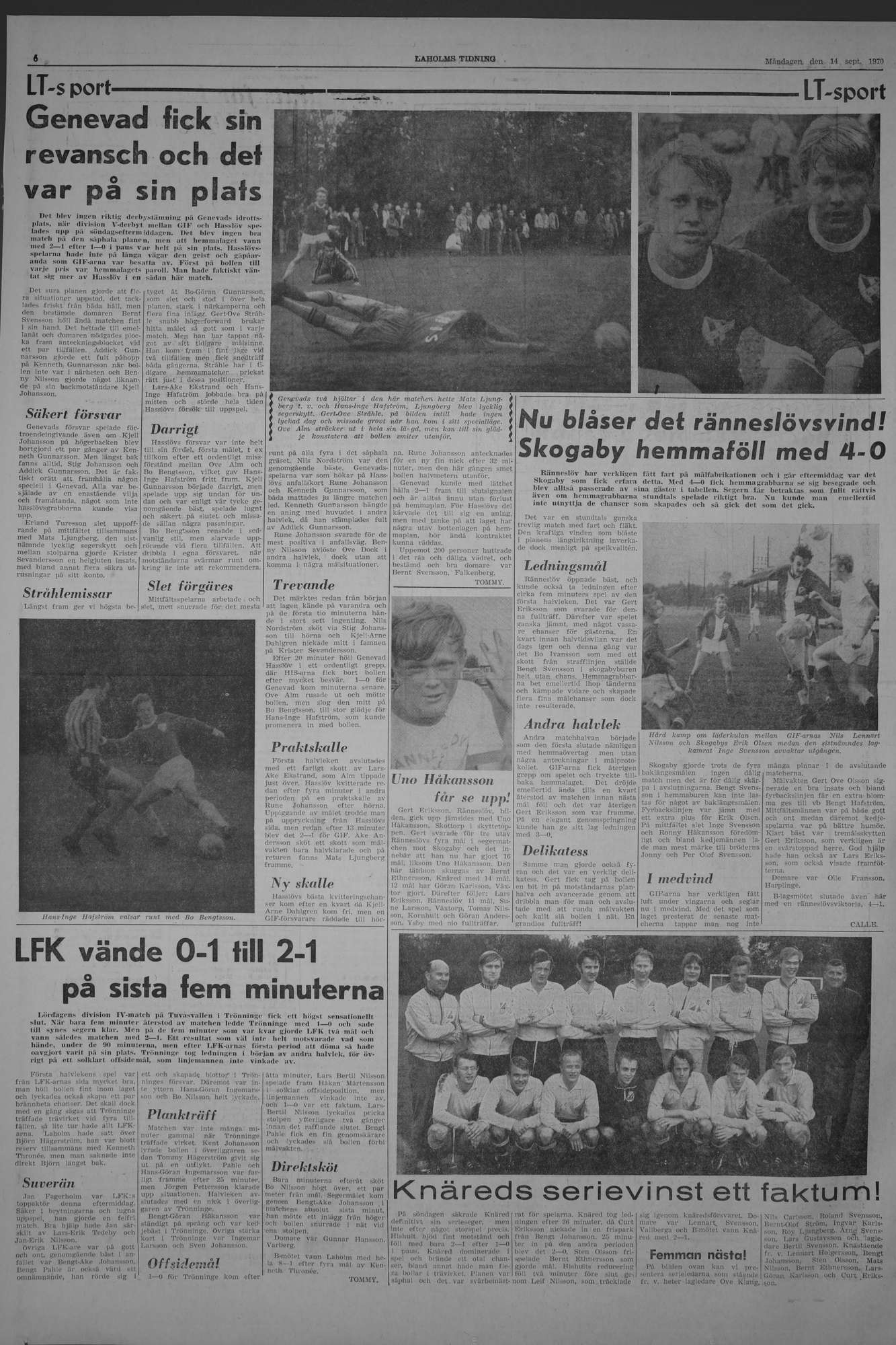 Laholms Tidning Måndag 14 september 1970, sida 6