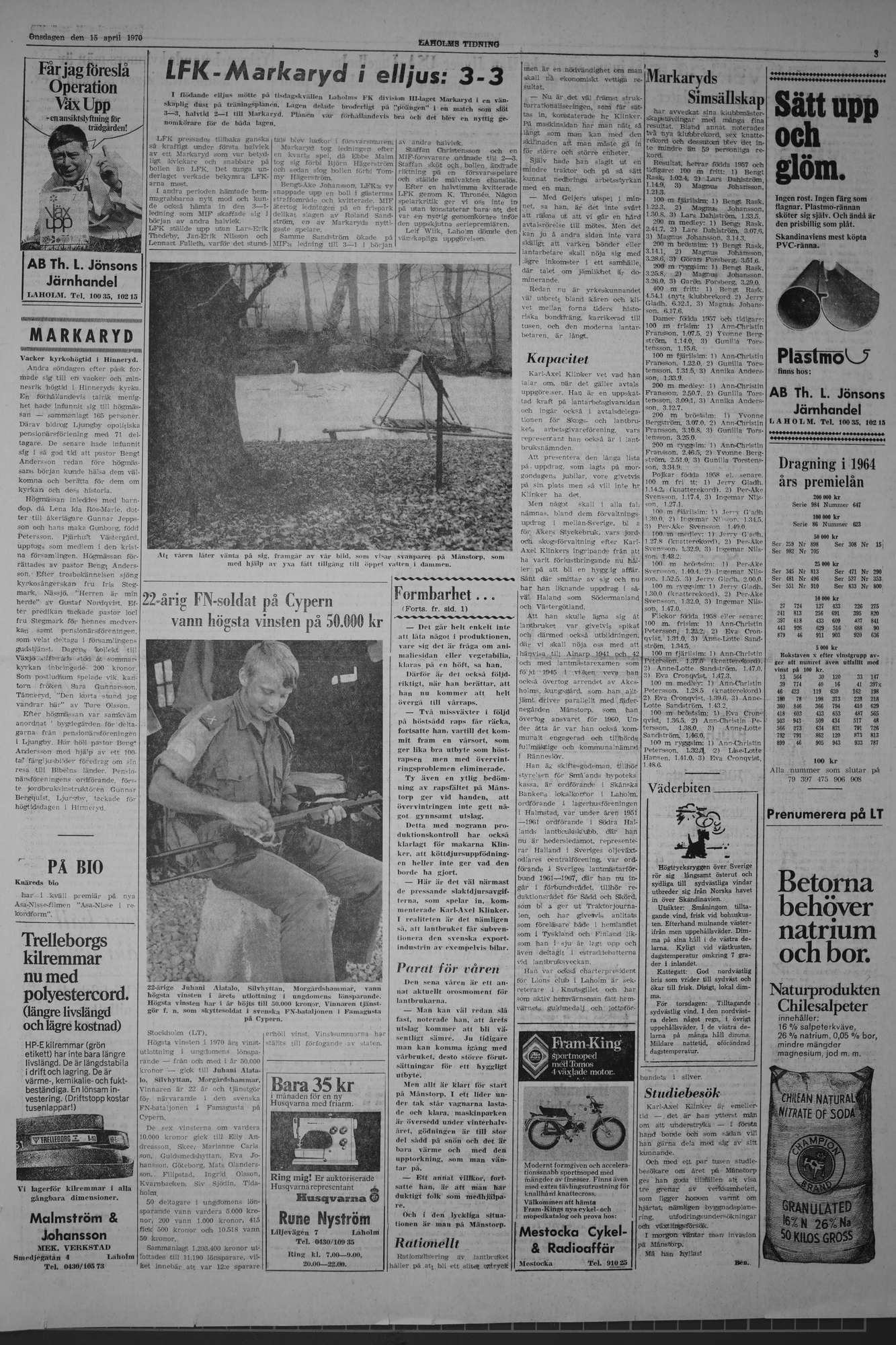 Laholms Tidning Onsdag 15 april 1970, sida 3
