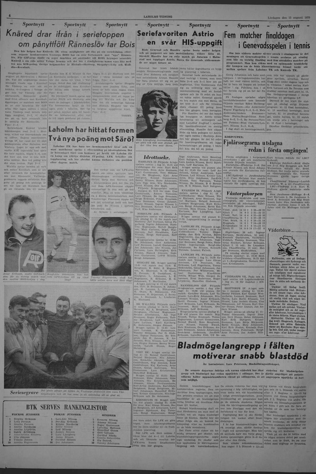 Laholms Tidning Lördag 15 augusti 1970, sida 6