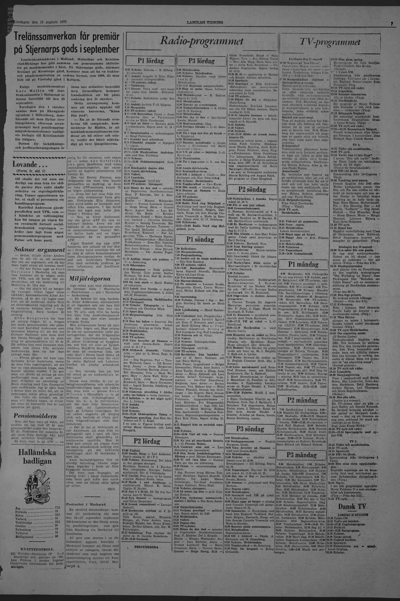 Laholms Tidning Lördag 15 augusti 1970, sida 7