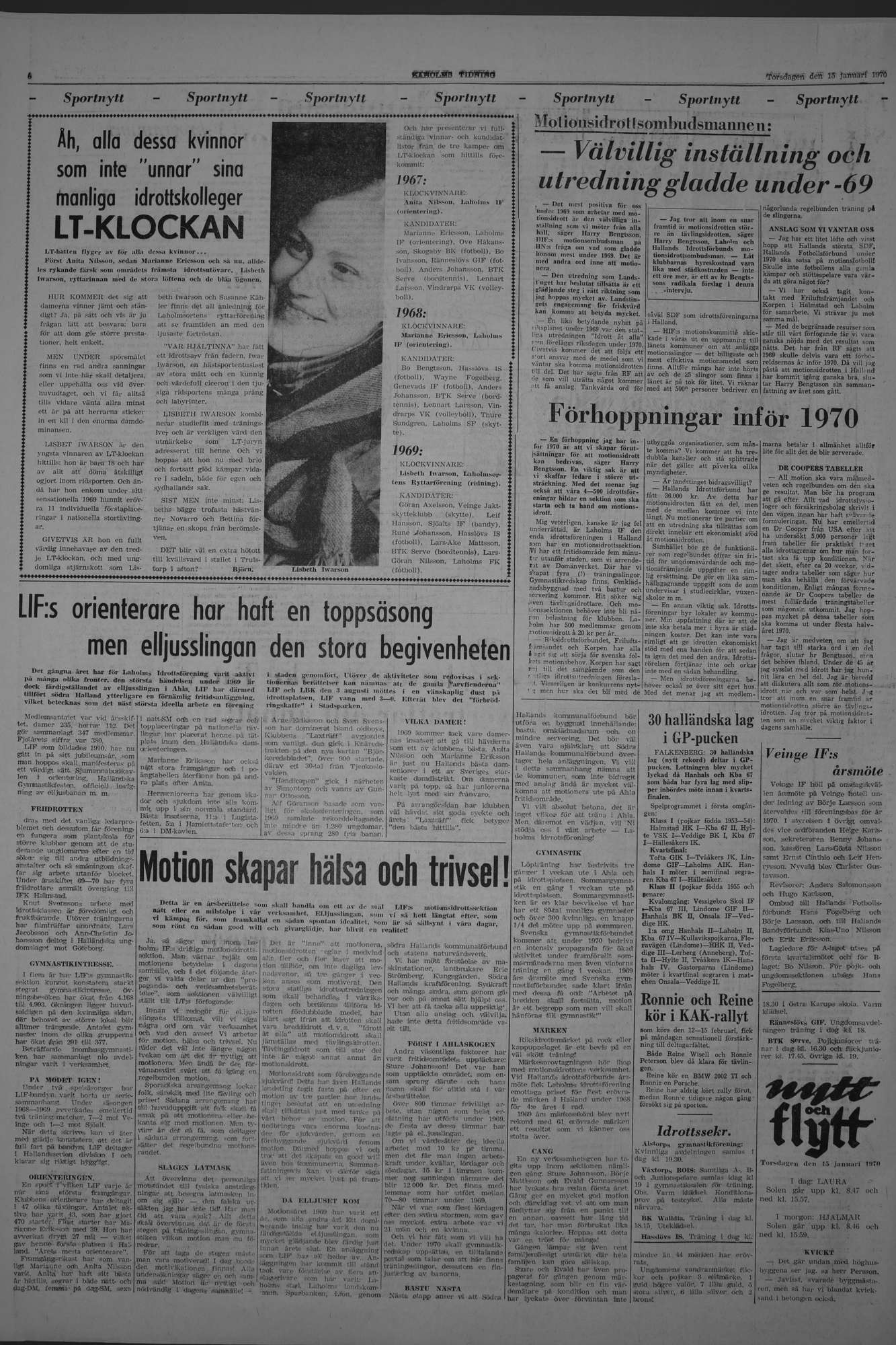 Laholms Tidning Torsdag 15 januari 1970, sida 6