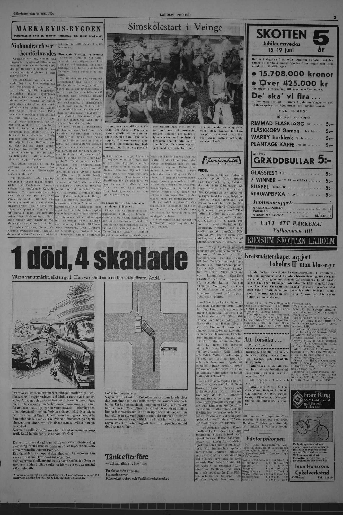 Laholms Tidning Måndag 15 juni 1970, sida 3