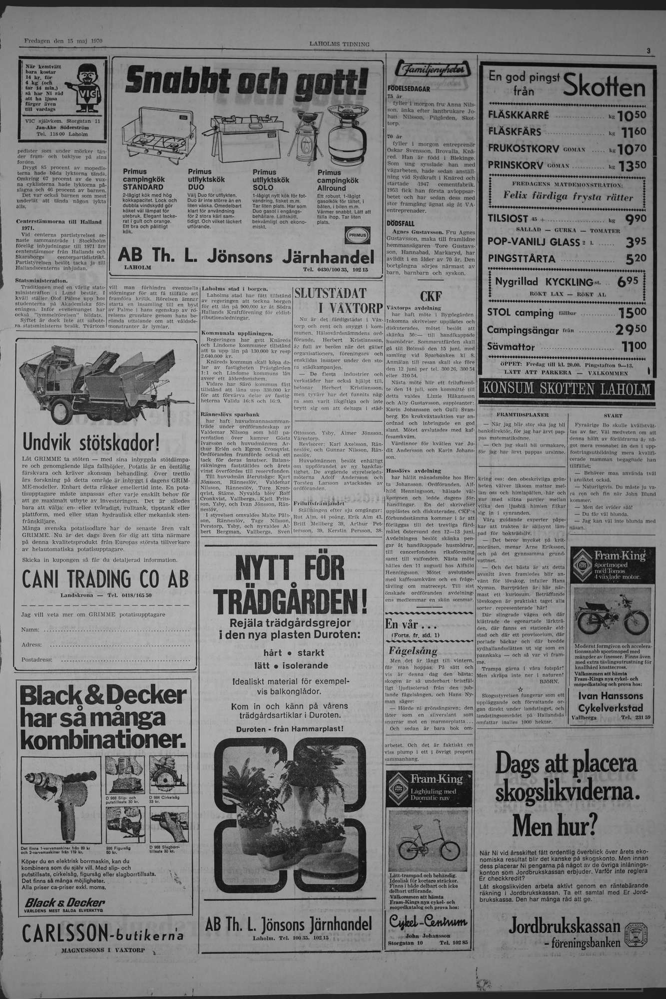 Laholms Tidning Fredag 15 maj 1970, sida 3