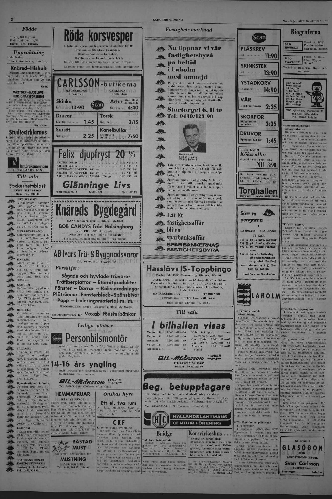 Laholms Tidning Torsdag 15 oktober 1970, sida 2