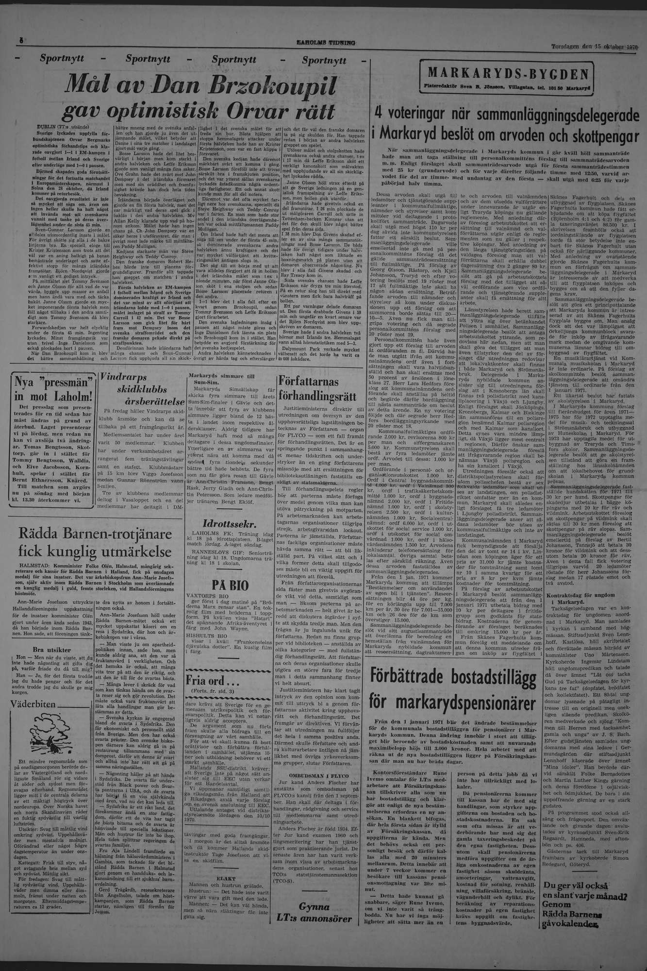 Laholms Tidning Torsdag 15 oktober 1970, sida 6