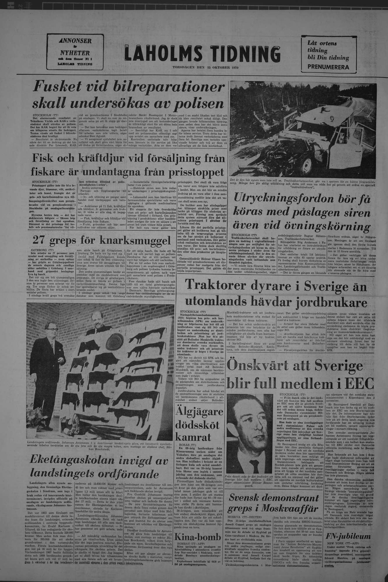 Laholms Tidning Torsdag 15 oktober 1970, sida 8