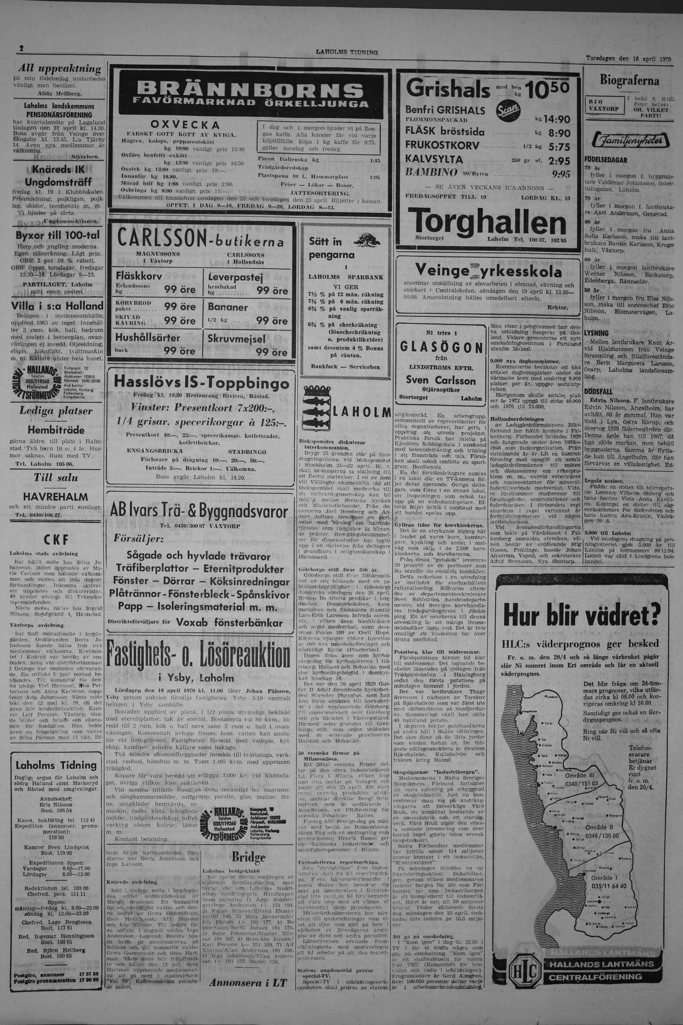 Laholms Tidning Torsdag 16 april 1970, sida 2
