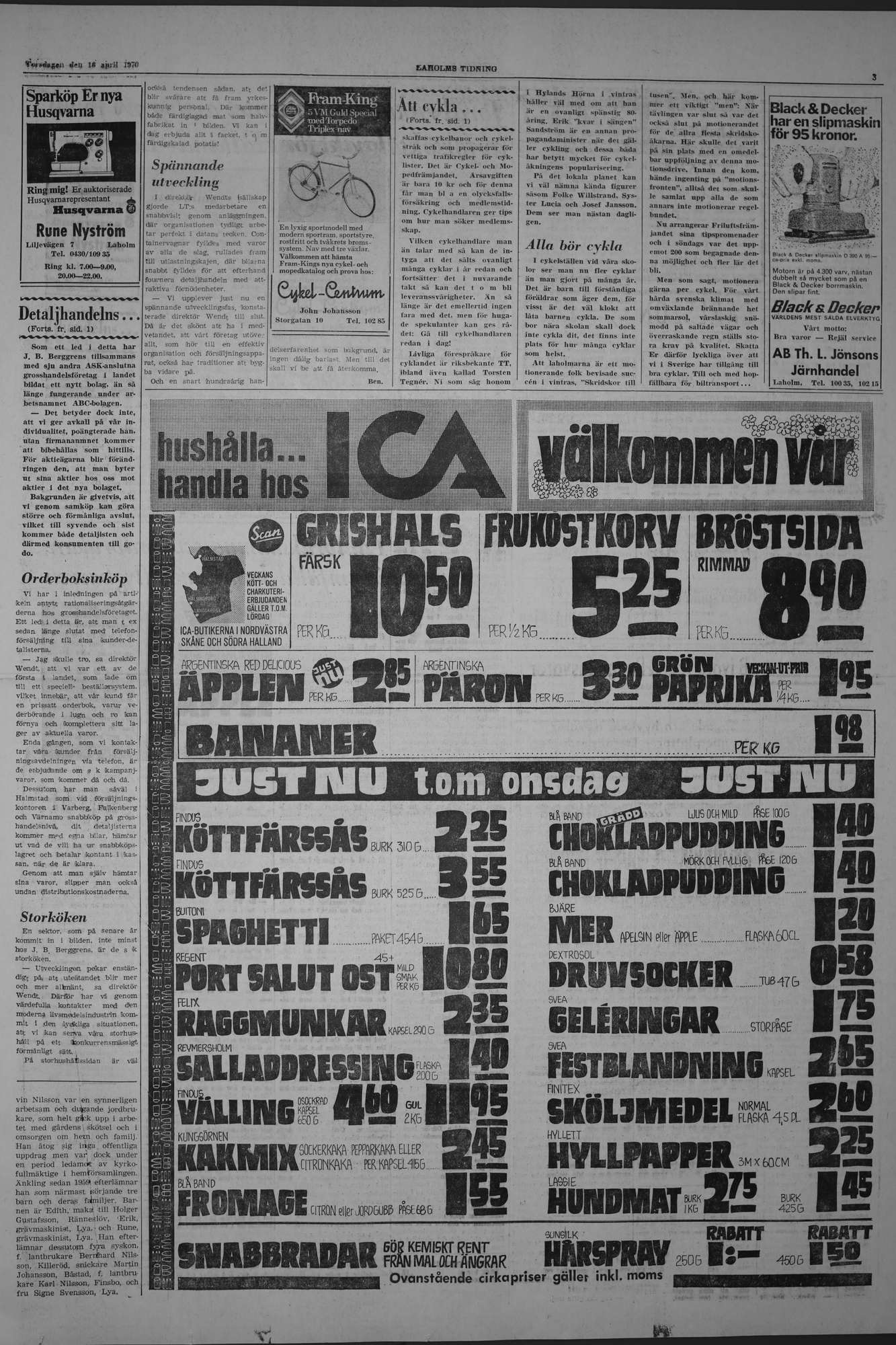 Laholms Tidning Torsdag 16 april 1970, sida 3