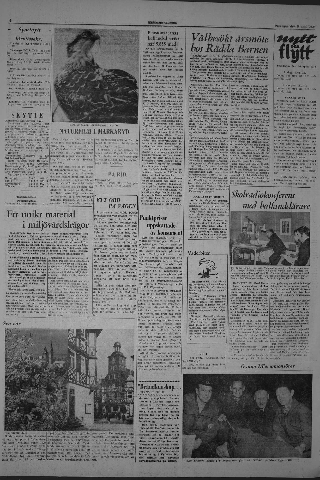 Laholms Tidning Torsdag 16 april 1970, sida 6
