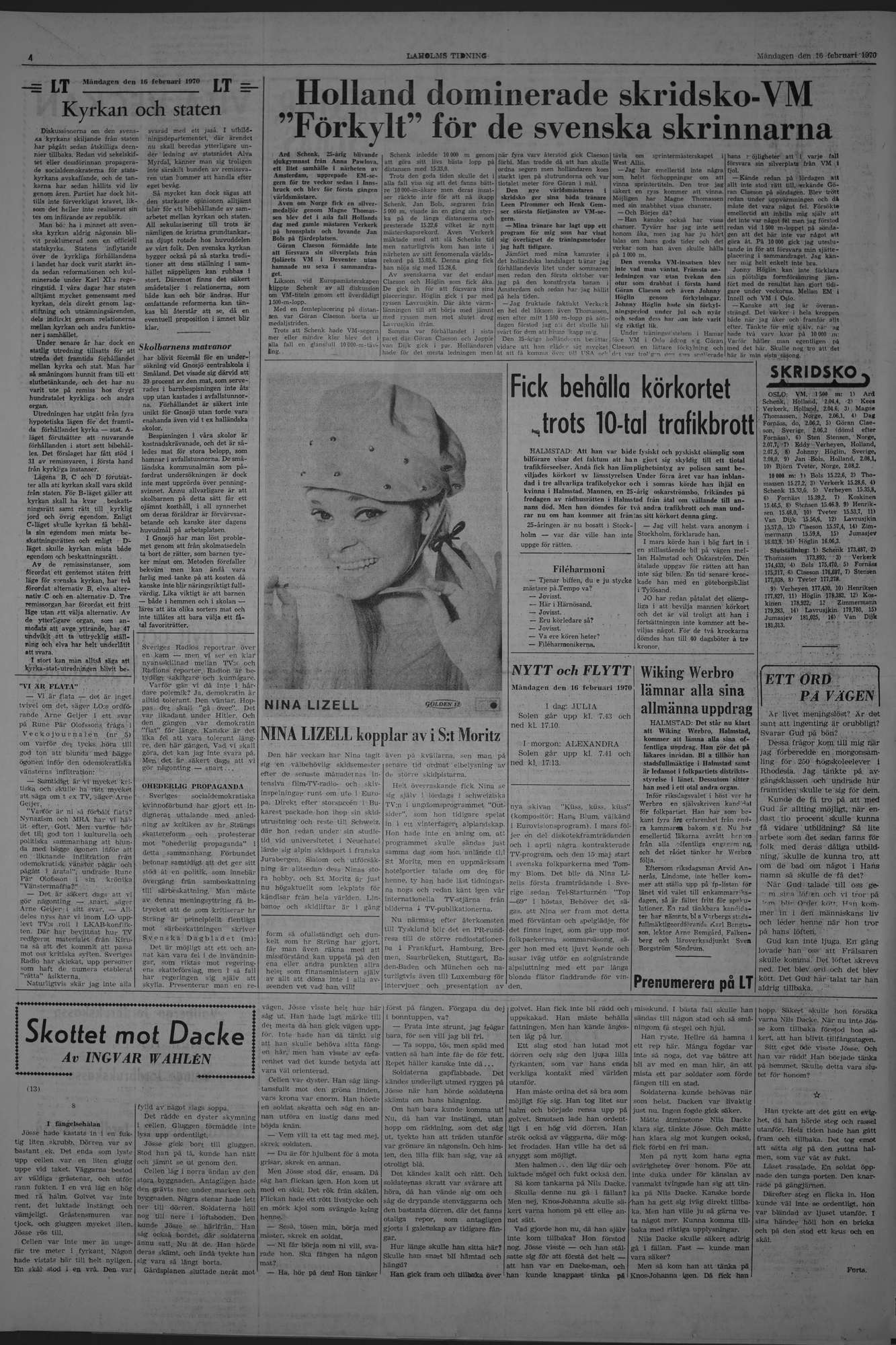Laholms Tidning Måndag 16 februari 1970, sida 4