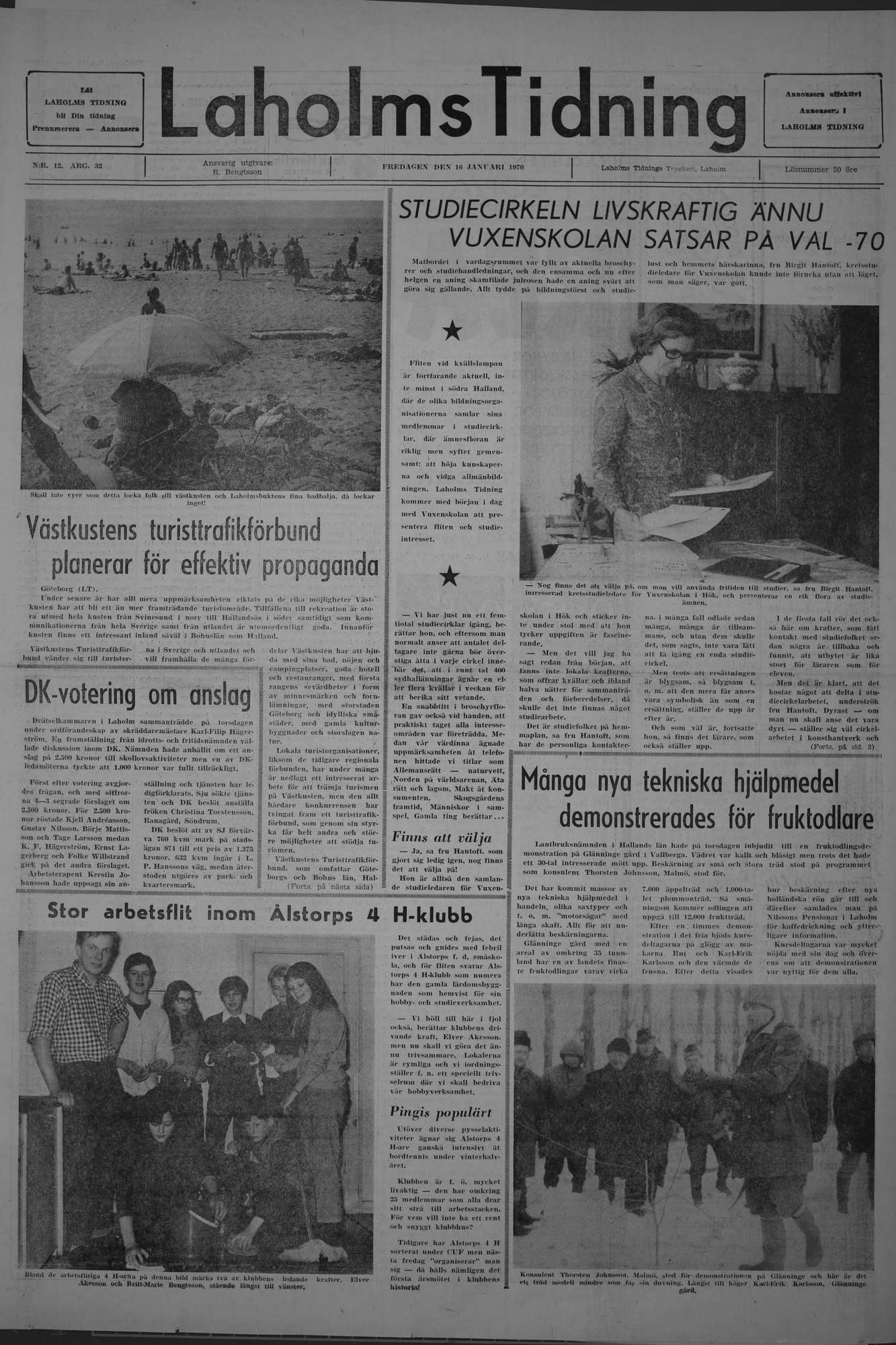Laholms Tidning Fredag 16 januari 1970, sida 1