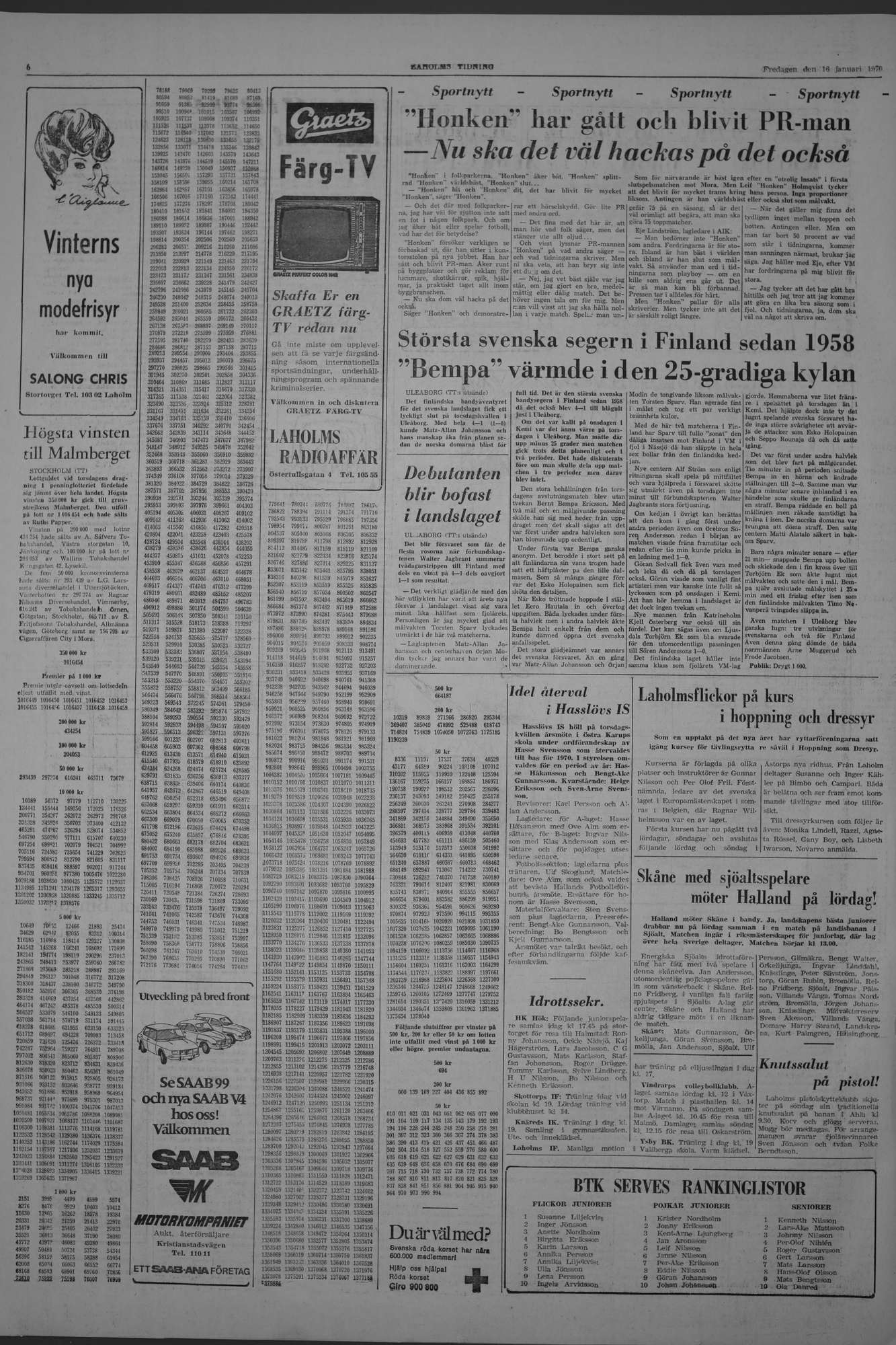 Laholms Tidning Fredag 16 januari 1970, sida 6
