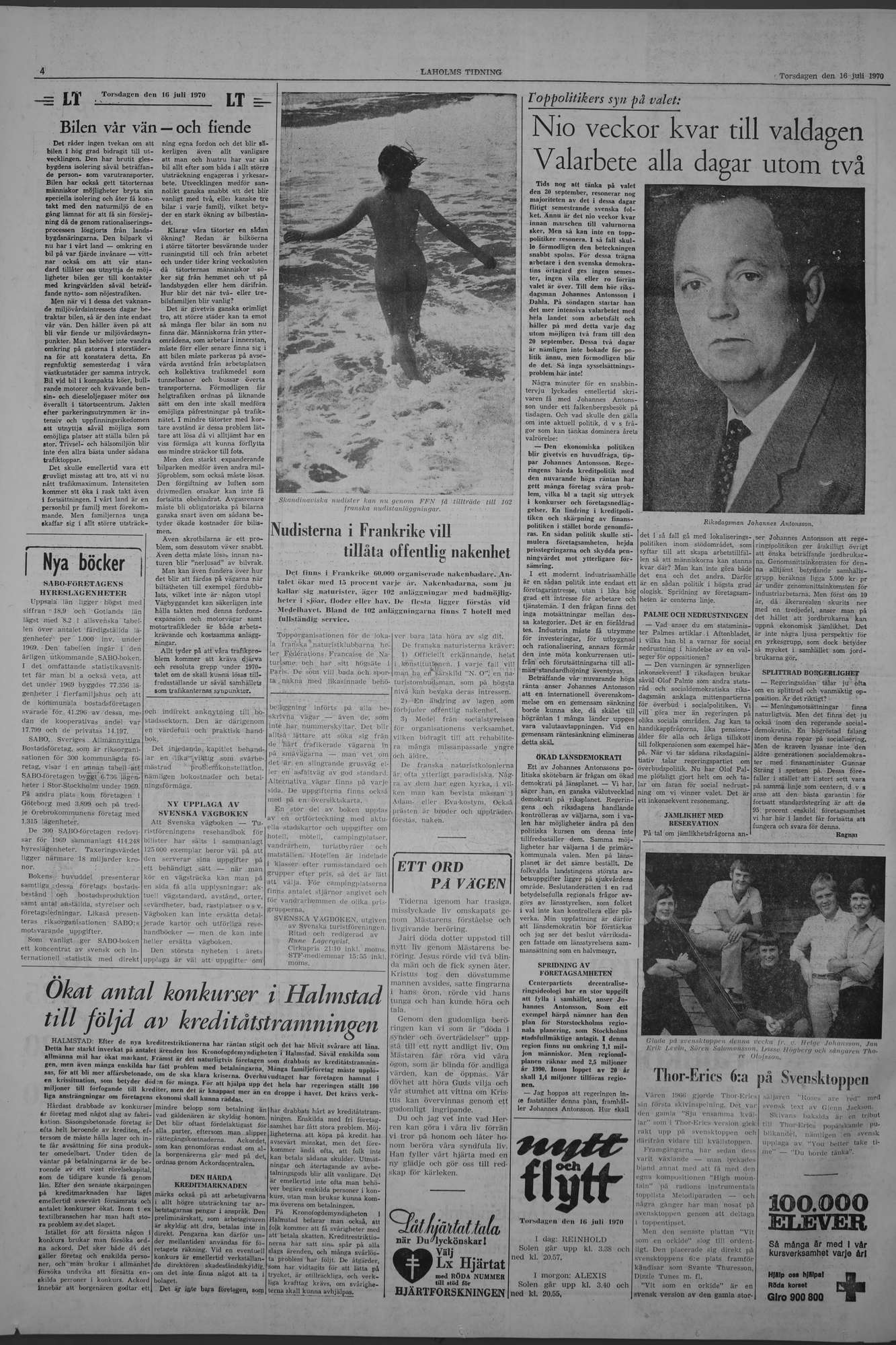 Laholms Tidning Torsdag 16 juli 1970, sida 4
