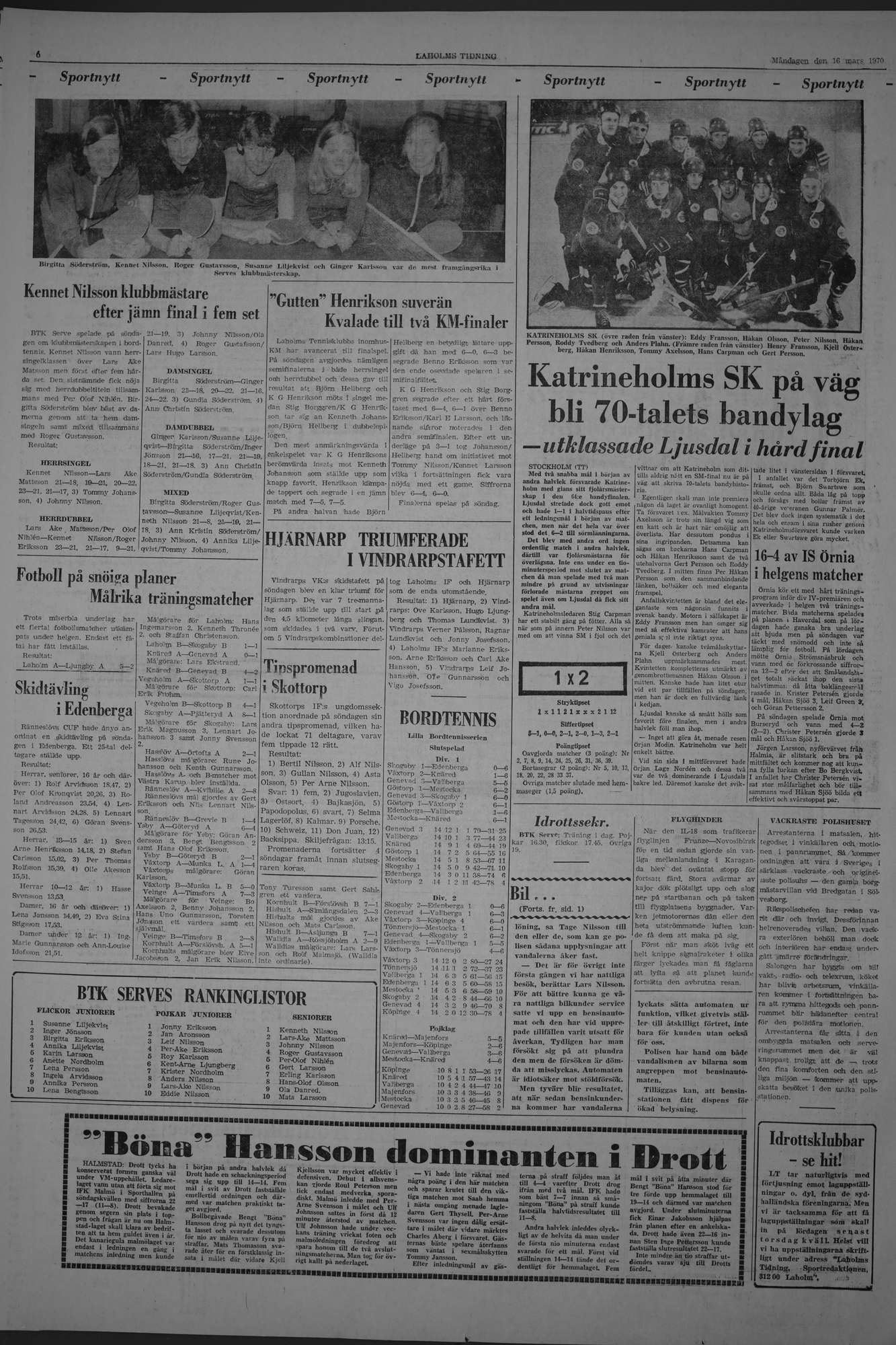 Laholms Tidning Måndag 16 mars 1970, sida 6