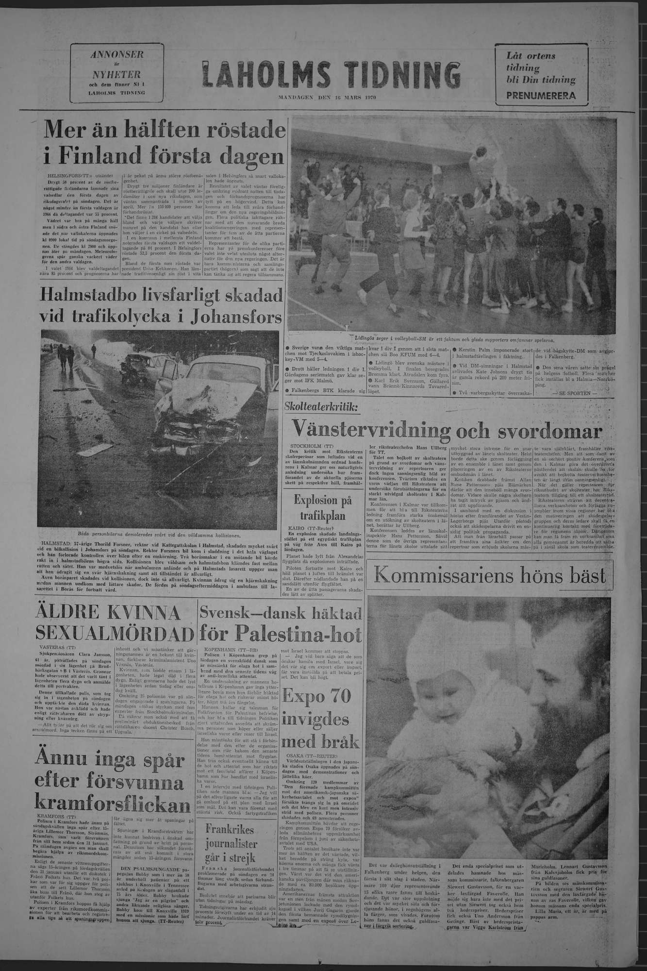 Laholms Tidning Måndag 16 mars 1970, sida 8