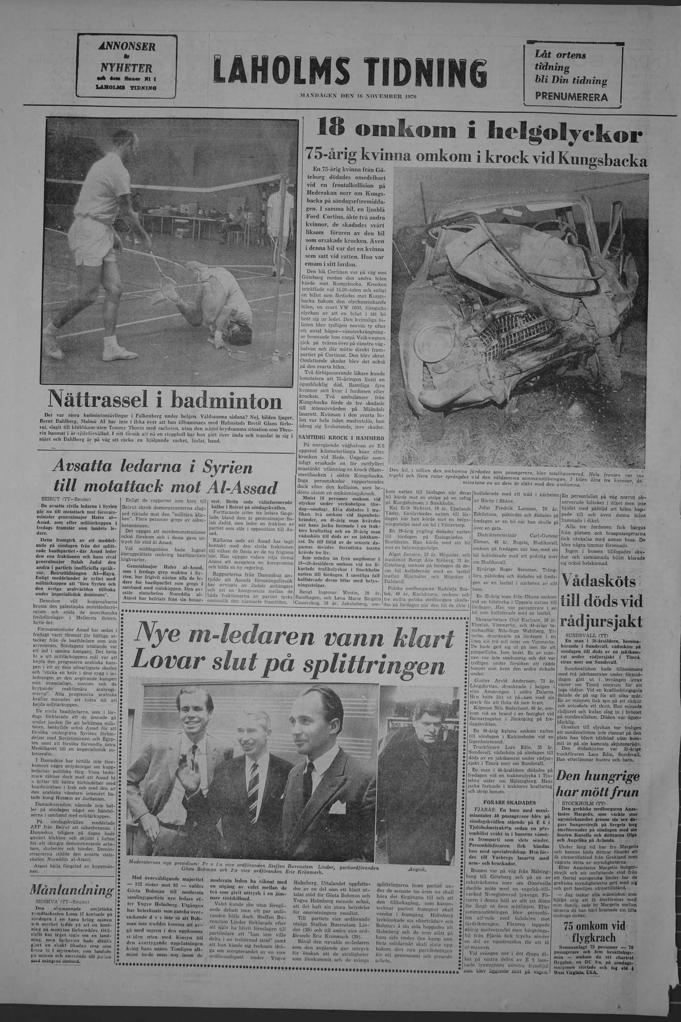 Laholms Tidning Måndag 16 november 1970, sida 8