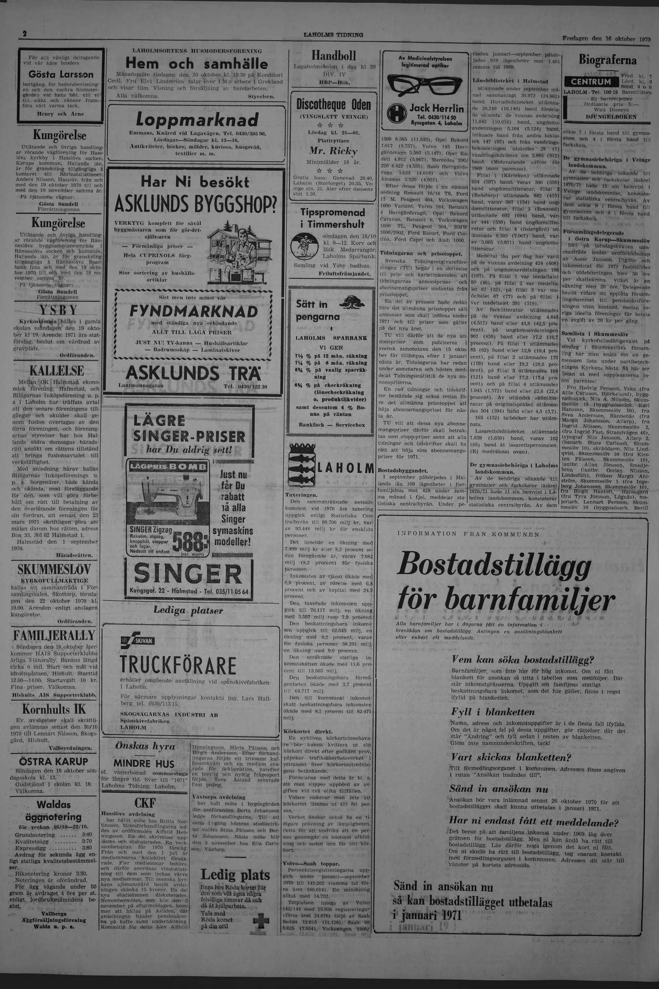 Laholms Tidning Fredag 16 oktober 1970, sida 2