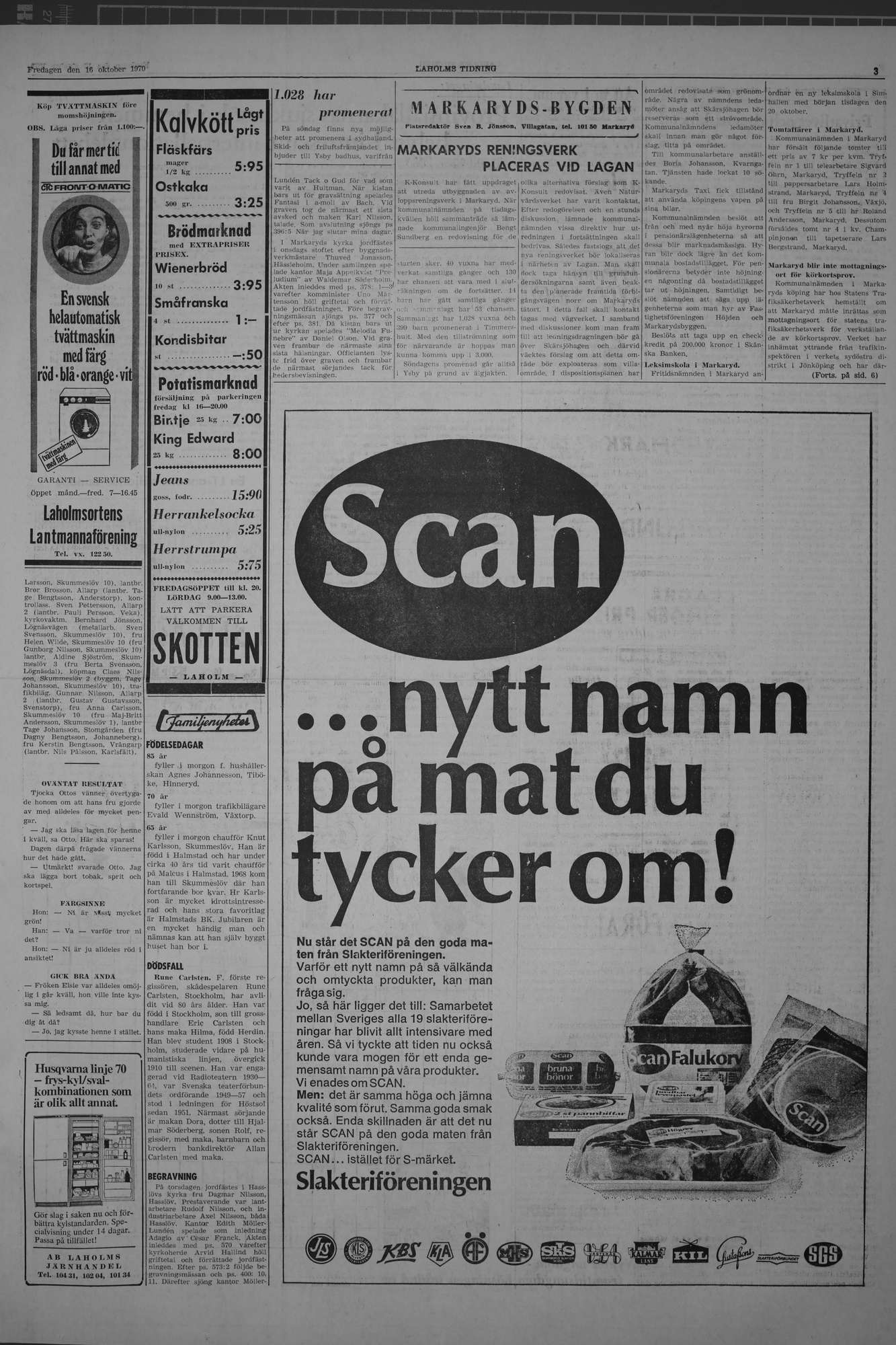 Laholms Tidning Fredag 16 oktober 1970, sida 3