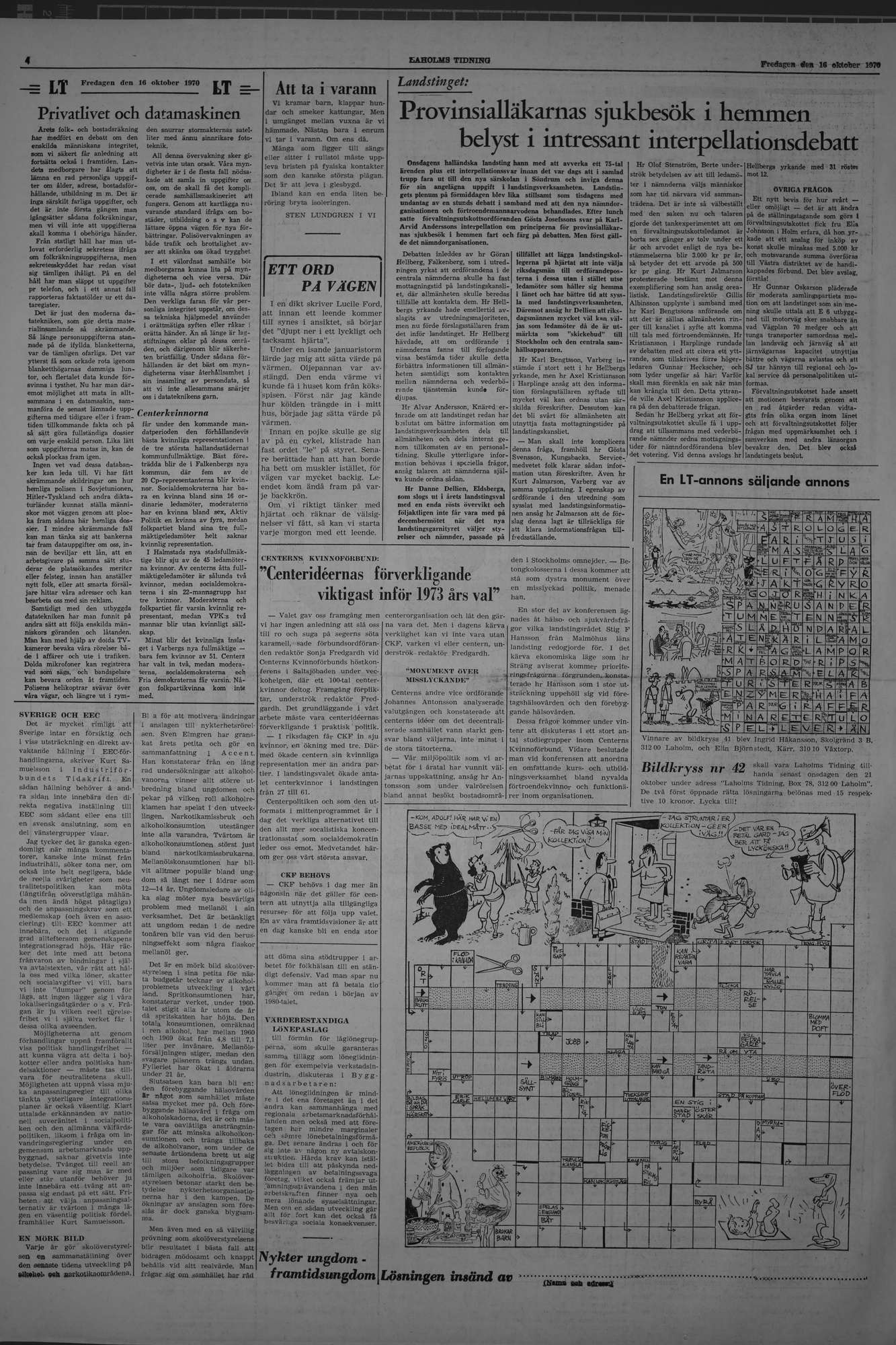 Laholms Tidning Fredag 16 oktober 1970, sida 4