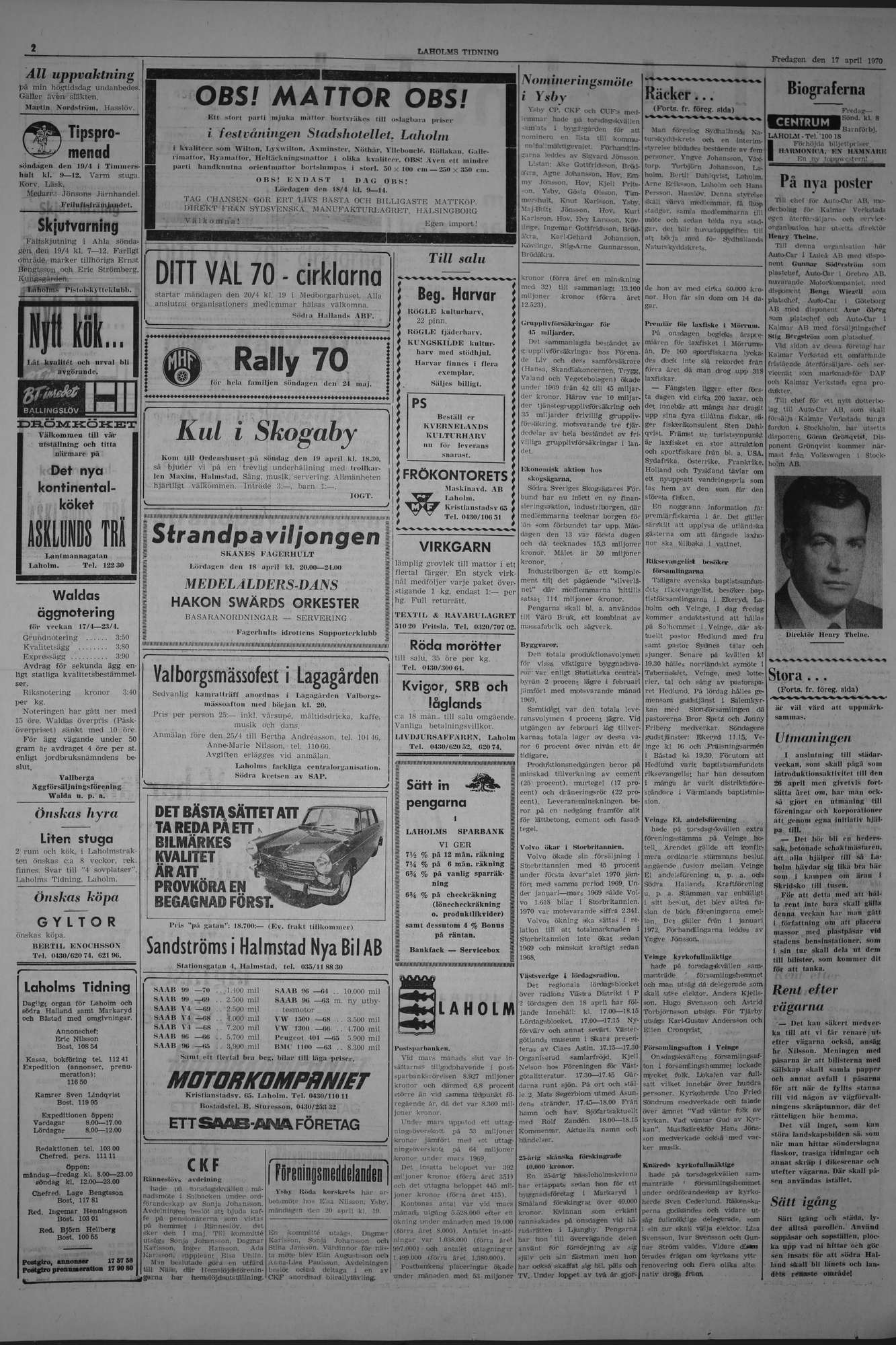 Laholms Tidning Fredag 17 april 1970, sida 2