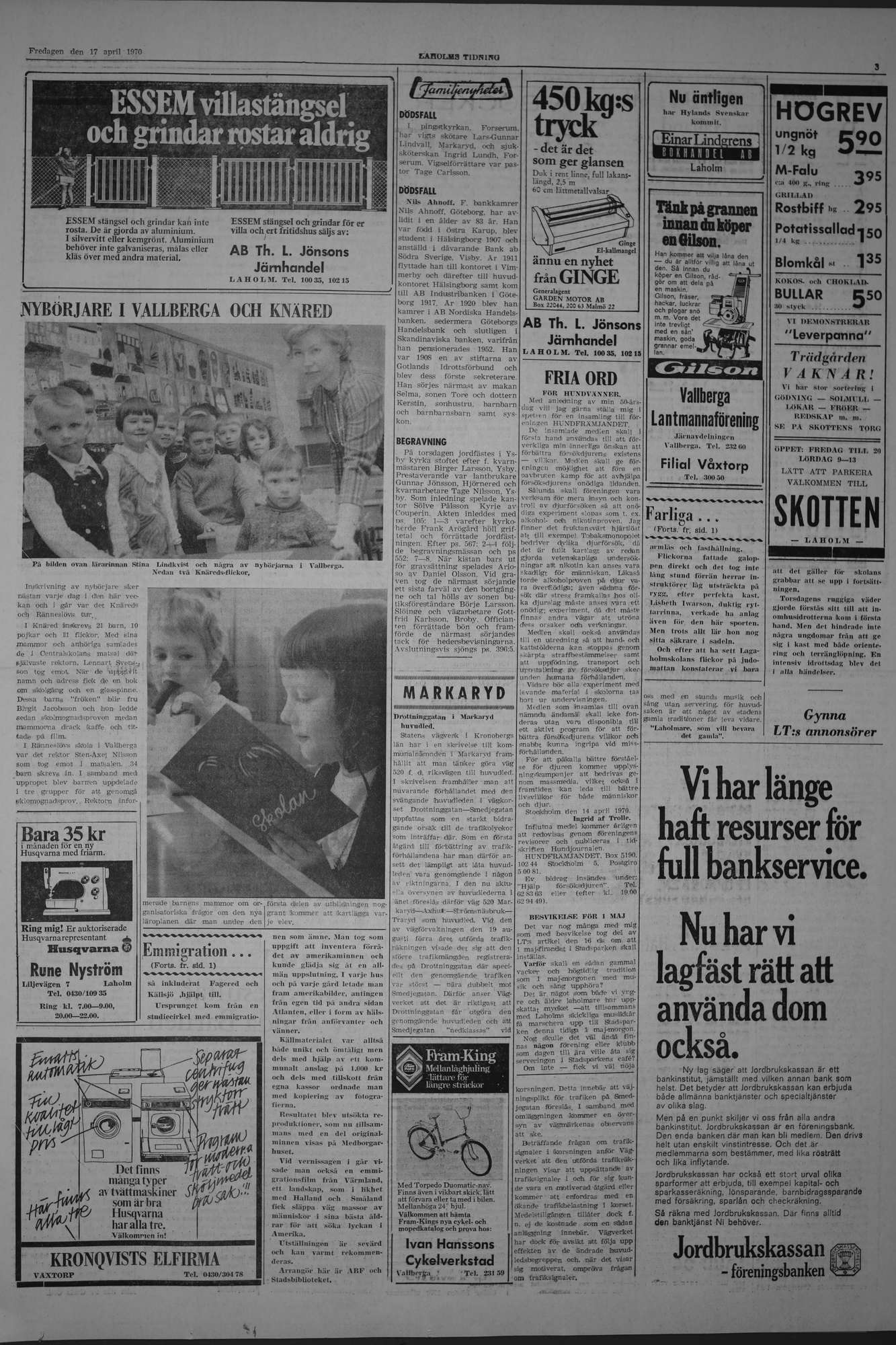 Laholms Tidning Fredag 17 april 1970, sida 3