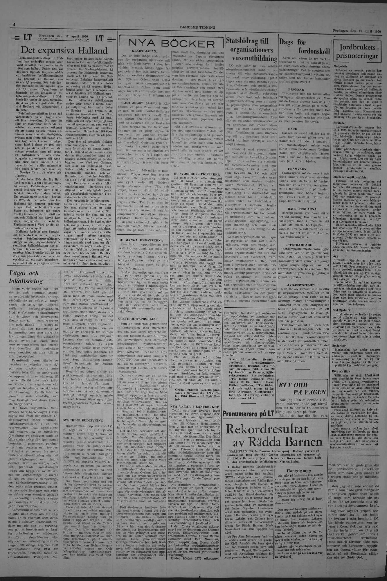 Laholms Tidning Fredag 17 april 1970, sida 4