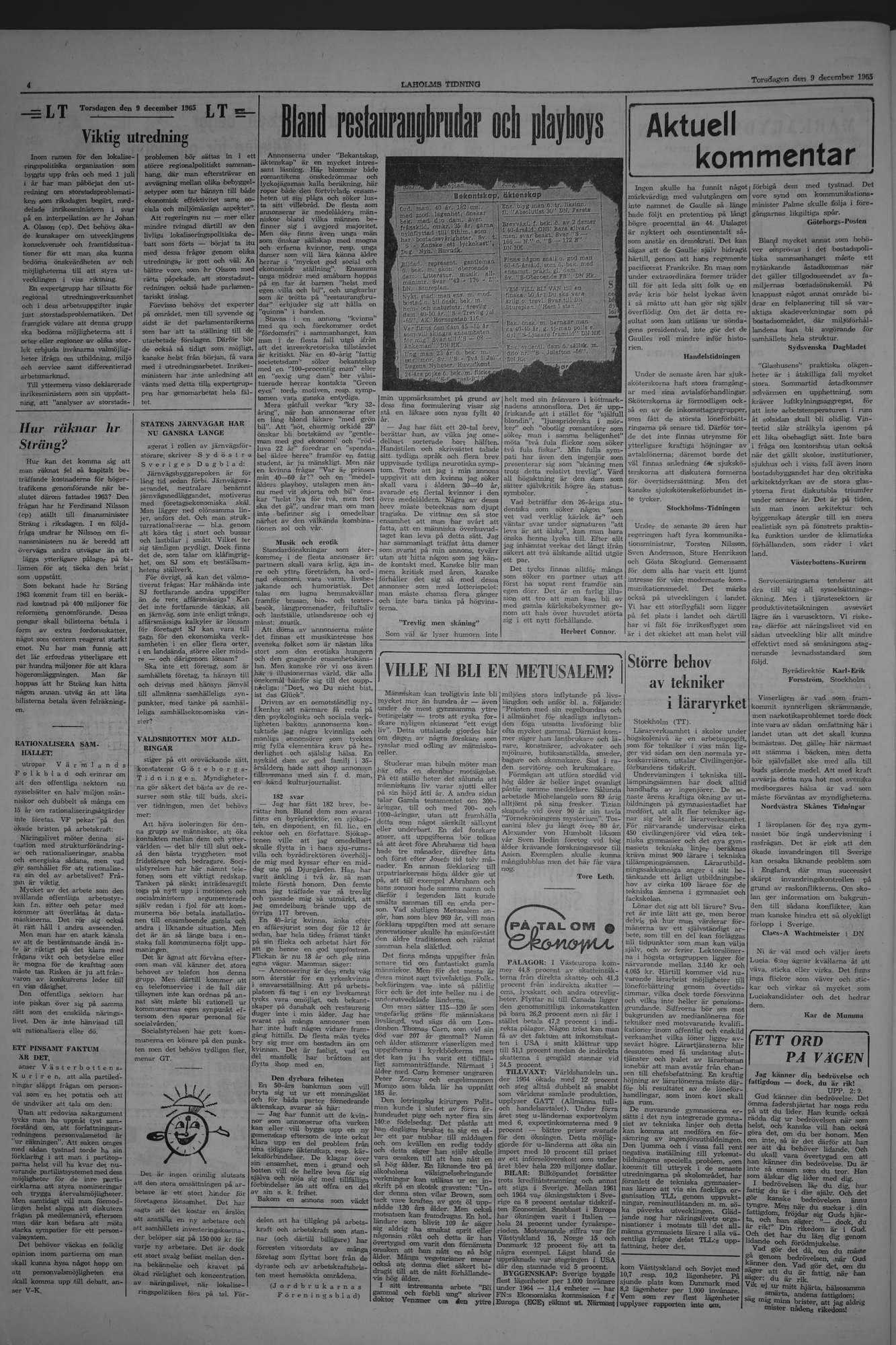 Laholms Tidning Torsdag 9 december 1965, sida 4
